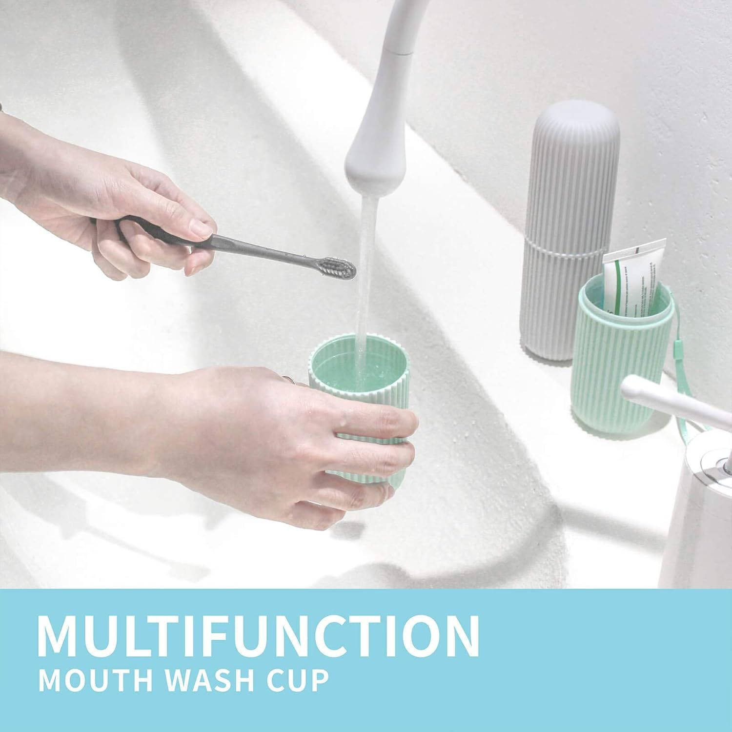 2Pcs Travel Toothbrush Holder, Portable Toothbrush Case for Traveling, Camping, Business Trip and School, Multifuction Plastic Toothbrushes Toothpaste Set with Two Colors（Length：7.7