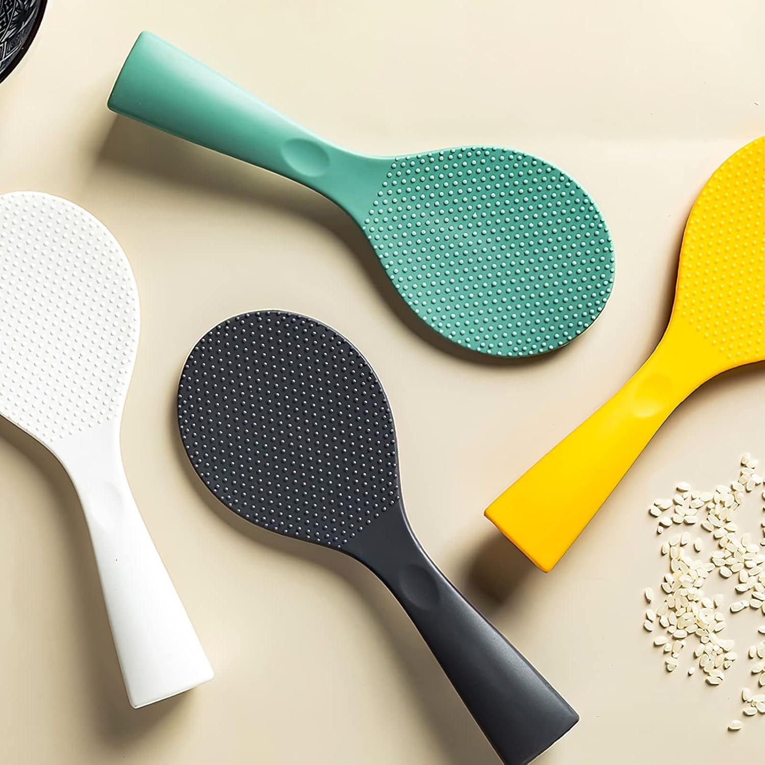 Silicone Standing Rice Spatula with Non-Stick Paddle, Heat Resistant Rice Cooker Spoon, Serving Spoon for Grains (White) - Image 7