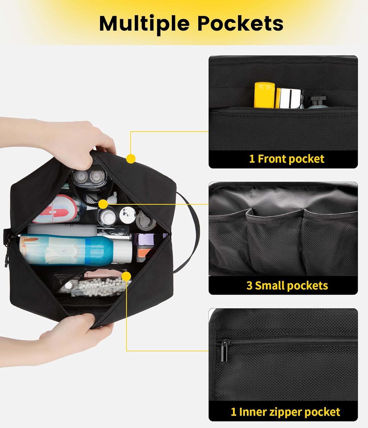 Travel Toiletry Bag for Men - Hanging Toiletries Bag Water Resistant Travel Bag for Toiletries Accessories - Image 3