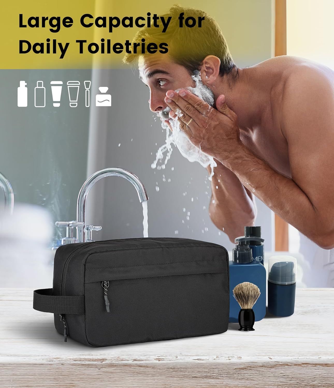 Travel Toiletry Bag for Men - Hanging Toiletries Bag Water Resistant Travel Bag for Toiletries Accessories - Image 5