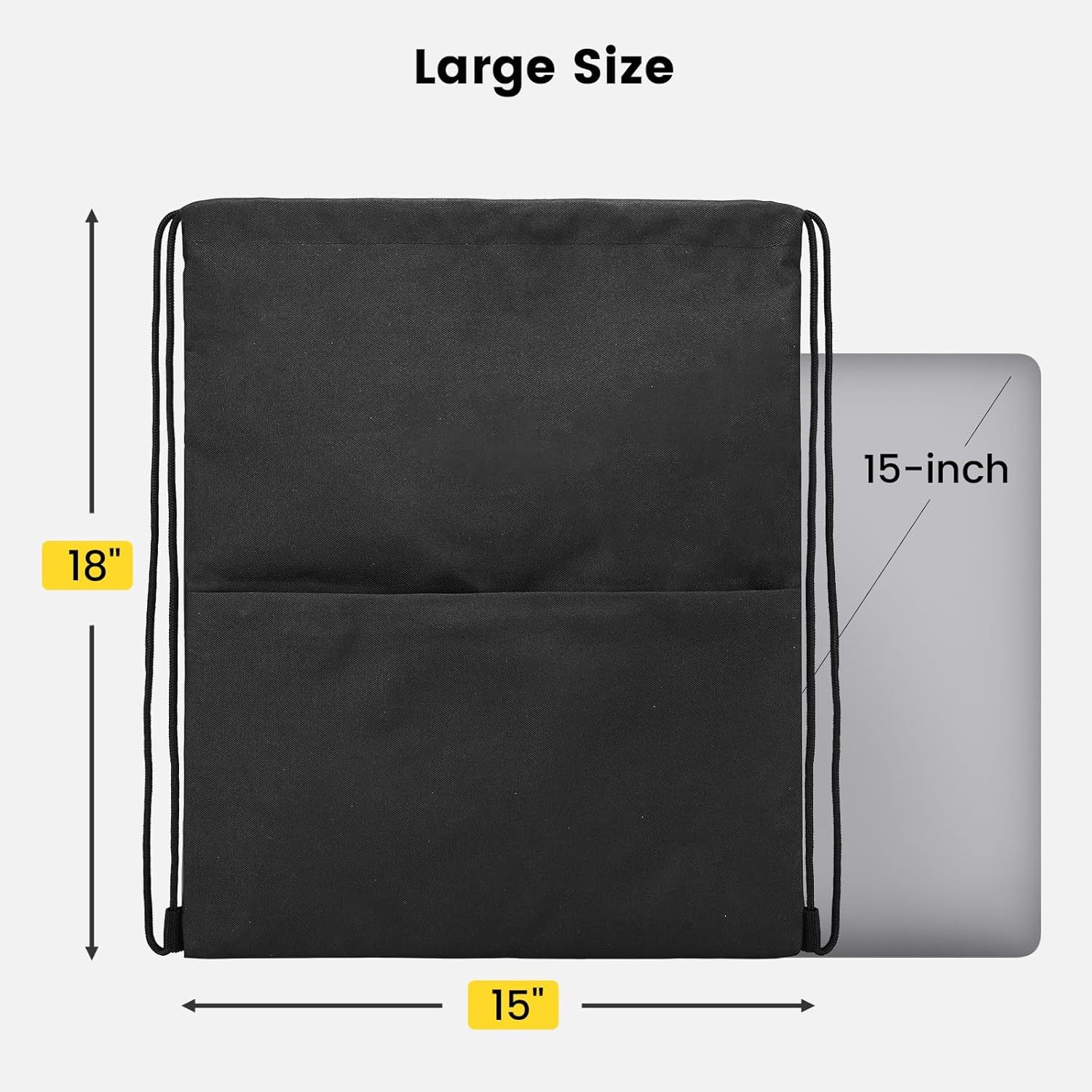 Drawstring Backpack Water Resistant String Bag Sports Sackpack Gym Sack with Side Pocket for Men Women - Image 2