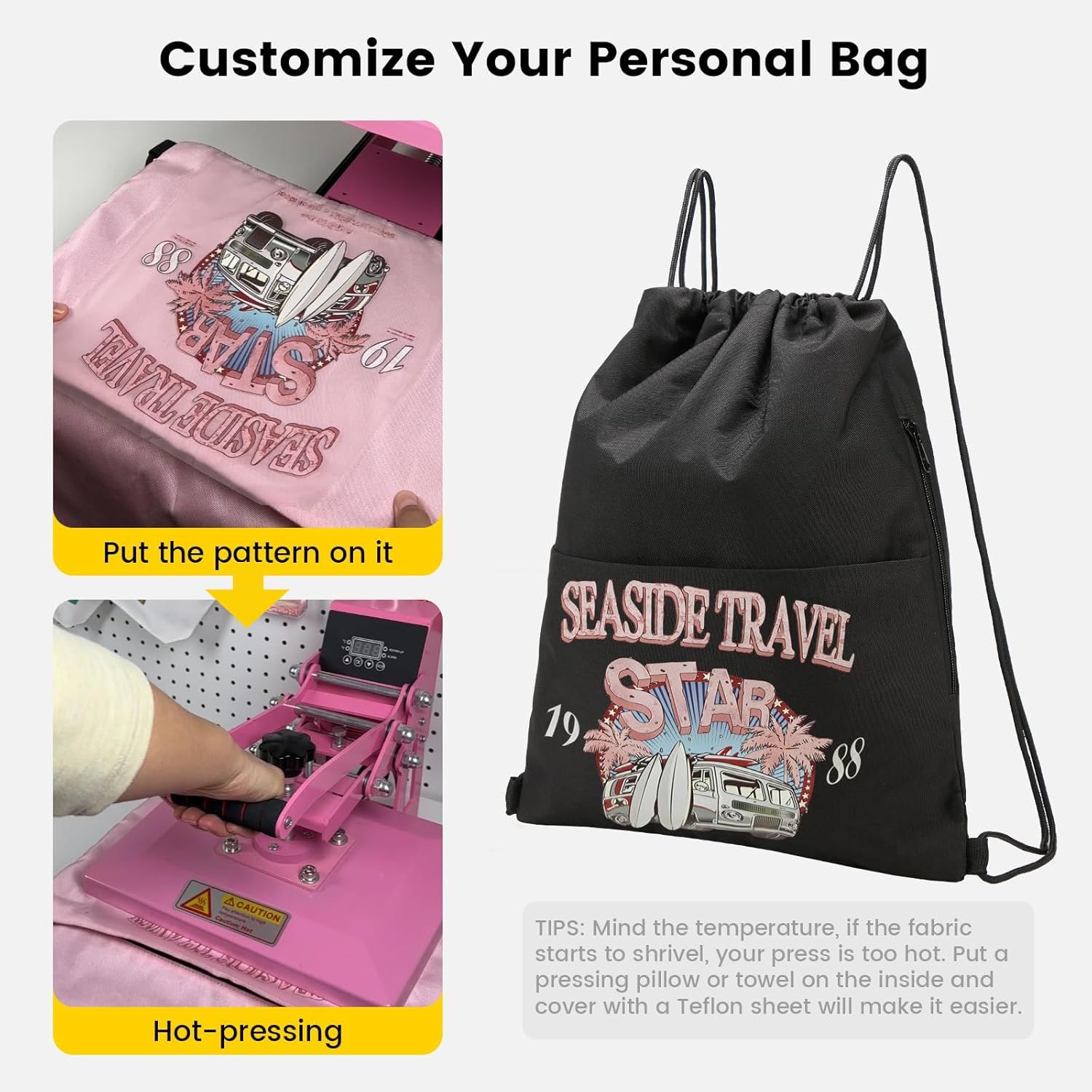 Drawstring Backpack Water Resistant String Bag Sports Sackpack Gym Sack with Side Pocket for Men Women - Image 4