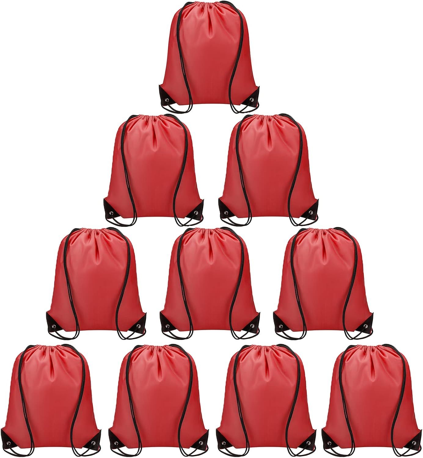 Drawstring Backpacks Bulk 10 Pieces String Bags Customized Bags for Party Gym Sport Trip - Red - Image 1