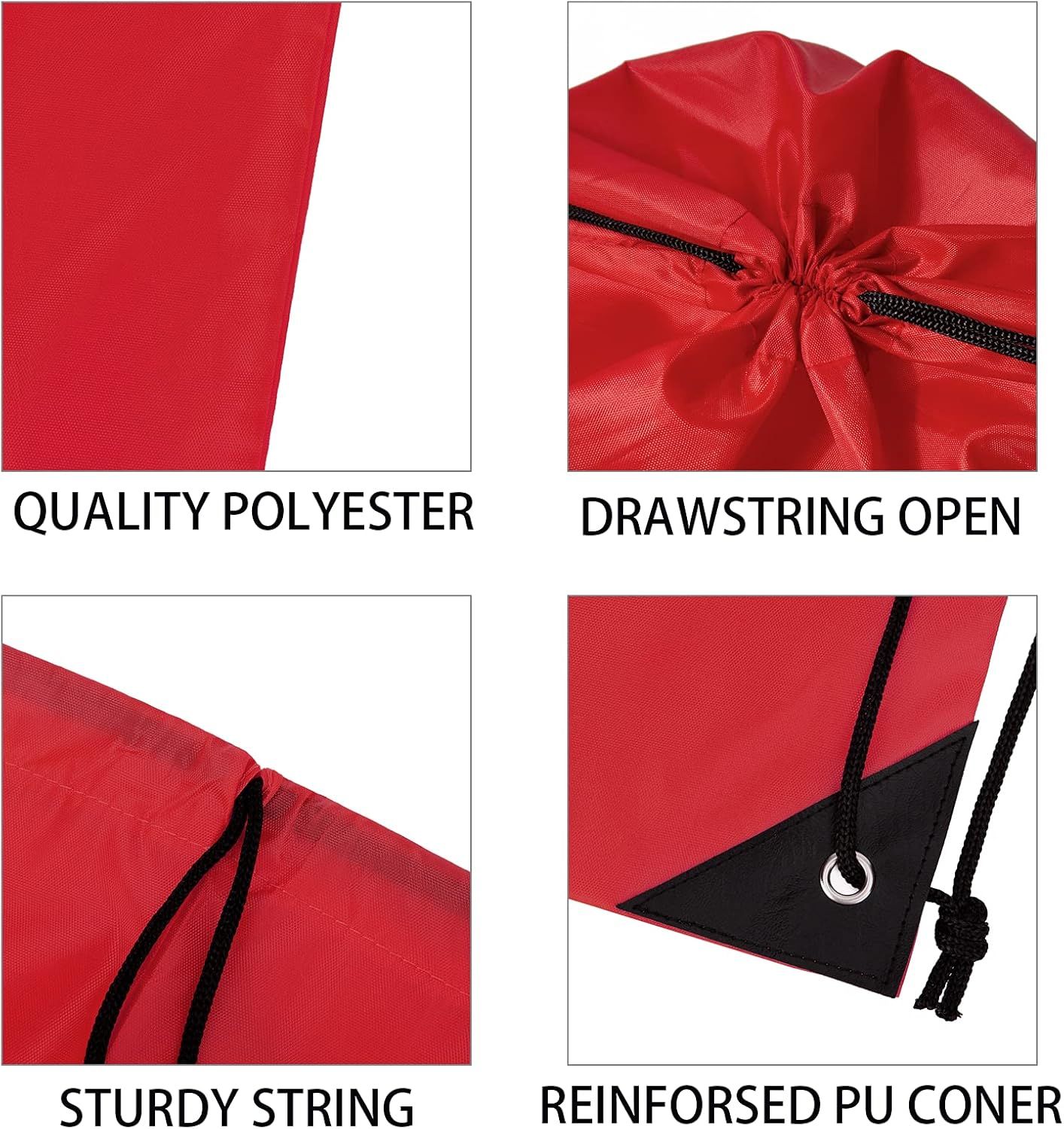 Drawstring Backpacks Bulk 10 Pieces String Bags Customized Bags for Party Gym Sport Trip - Red - Image 4