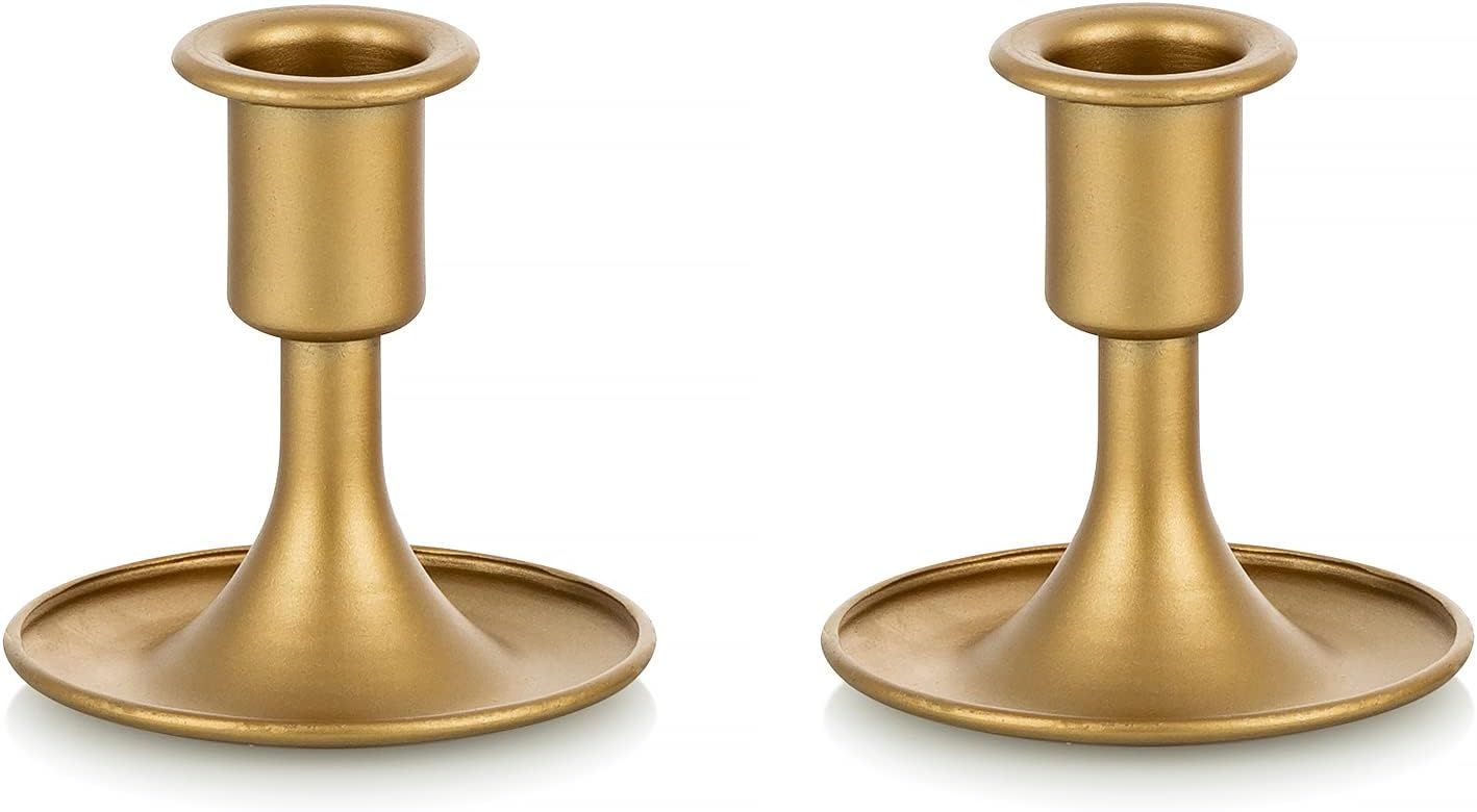Candlestick Holders Taper Candle Holders,  Gold Candle Stick Candle Holder for Table Centerpiece, Wedding Reception, Festive Christmas Mantel Decoration or Home Decor, Set of 2 - Image 1