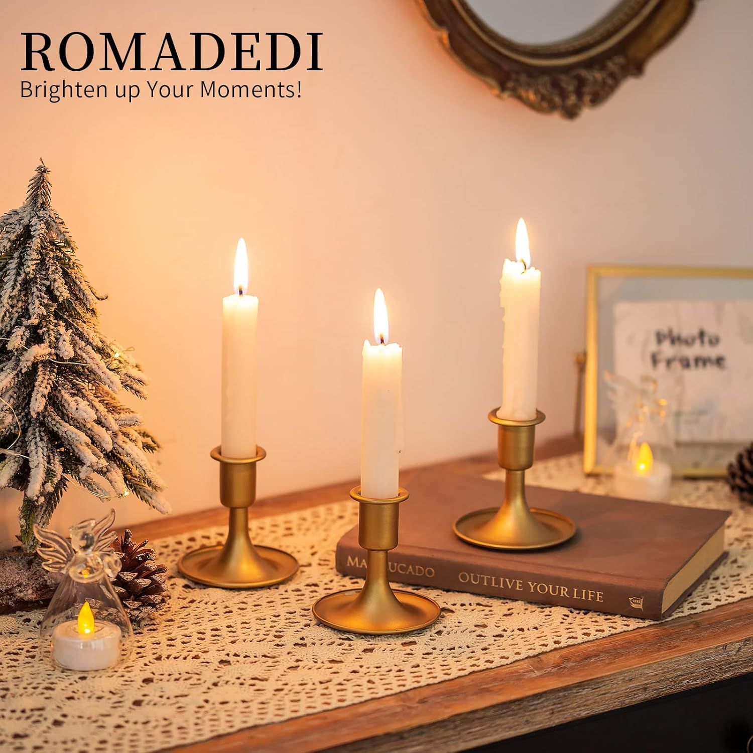 Candlestick Holders Taper Candle Holders,  Gold Candle Stick Candle Holder for Table Centerpiece, Wedding Reception, Festive Christmas Mantel Decoration or Home Decor, Set of 2 - Image 2