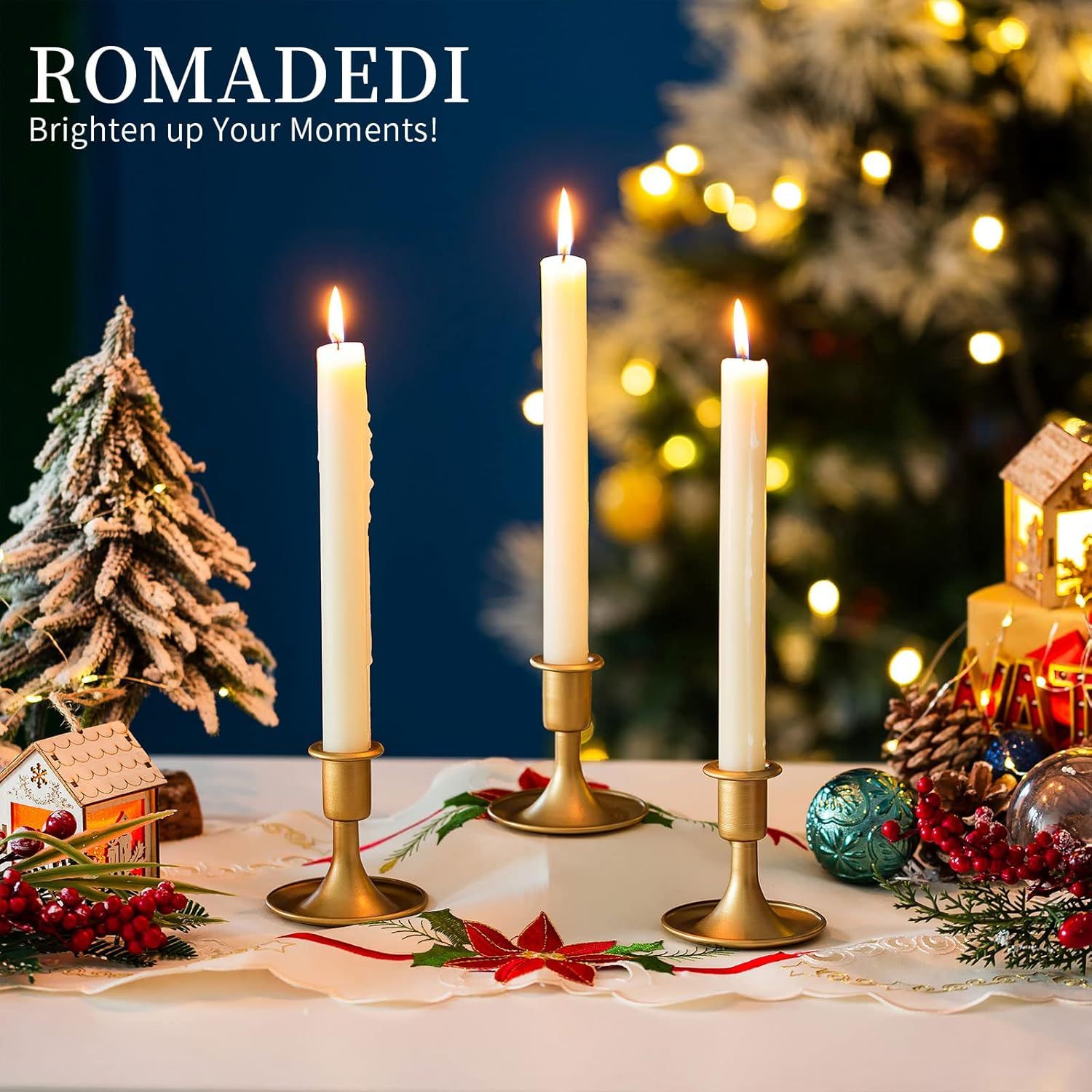 Candlestick Holders Taper Candle Holders,  Gold Candle Stick Candle Holder for Table Centerpiece, Wedding Reception, Festive Christmas Mantel Decoration or Home Decor, Set of 2 - Image 4