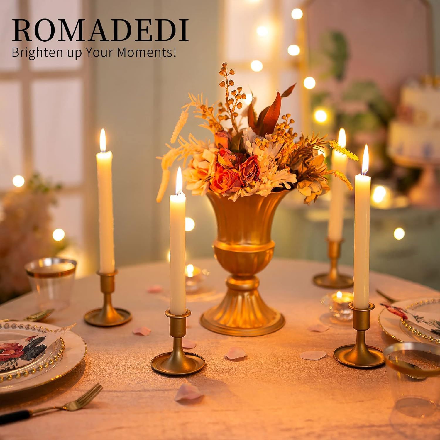 Candlestick Holders Taper Candle Holders,  Gold Candle Stick Candle Holder for Table Centerpiece, Wedding Reception, Festive Christmas Mantel Decoration or Home Decor, Set of 2 - Image 5