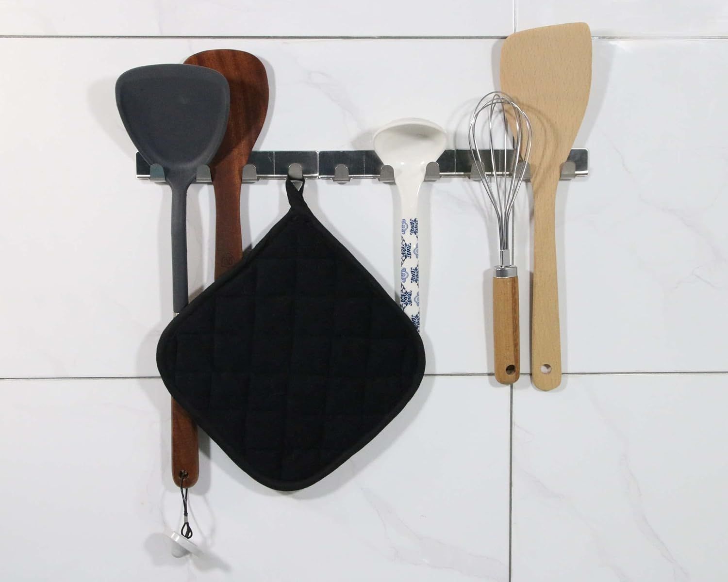 5 PCS Pot Holders for Kitchen, Cotton Potholers with Great Heat Resistance, Hot Pads, Trivets for Cooking and Baking Black - Image 2
