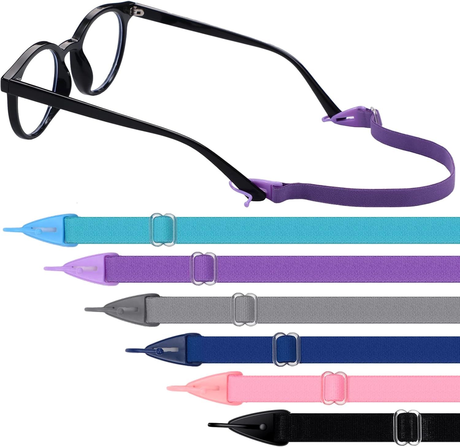6 Pack Adjustable Kid Eyeglass Strap Eyeglass Band Sports Glasses Strap (Multi Color) - Image 1