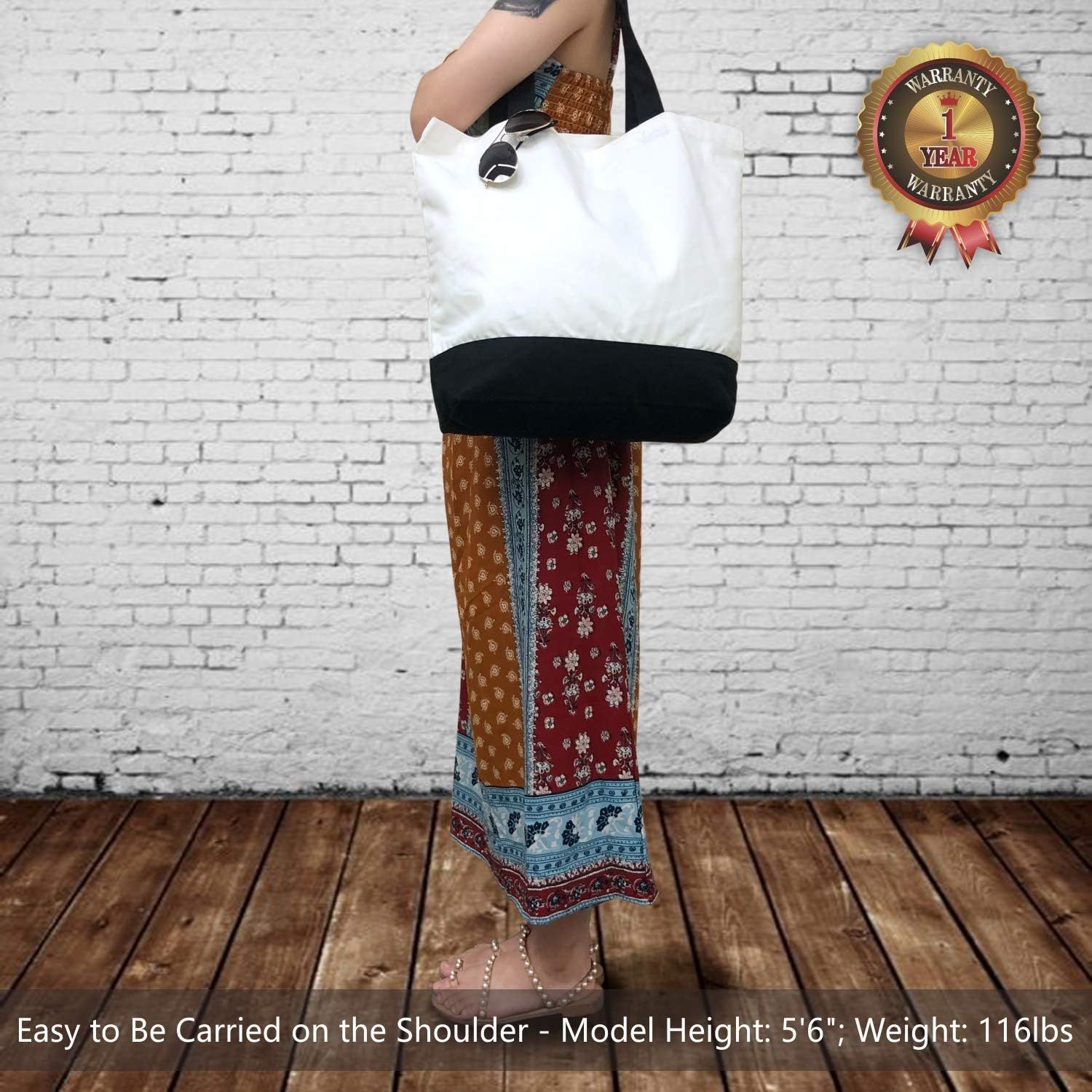 1 | 3 | 6 | 12 | 24 Pack Super Strong Large 12oz Cotton Canvas Tote Bag, Reusable Grocery Shopping Cloth Bag, Fashionable Two-Tone Tote for Crafts, DIY Your Creative Designs (Pack of 1) - Image 2