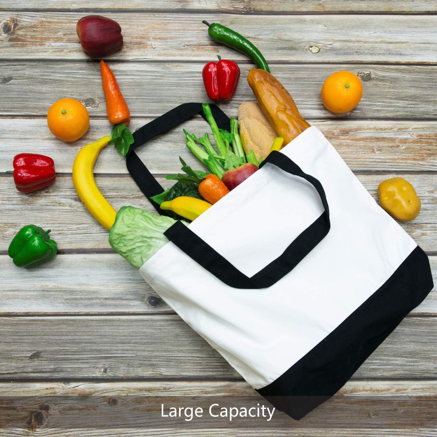 1 | 3 | 6 | 12 | 24 Pack Super Strong Large 12oz Cotton Canvas Tote Bag, Reusable Grocery Shopping Cloth Bag, Fashionable Two-Tone Tote for Crafts, DIY Your Creative Designs (Pack of 1) - Image 4