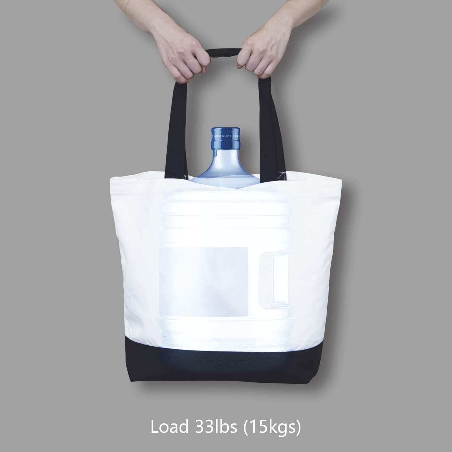 1 | 3 | 6 | 12 | 24 Pack Super Strong Large 12oz Cotton Canvas Tote Bag, Reusable Grocery Shopping Cloth Bag, Fashionable Two-Tone Tote for Crafts, DIY Your Creative Designs (Pack of 1) - Image 6