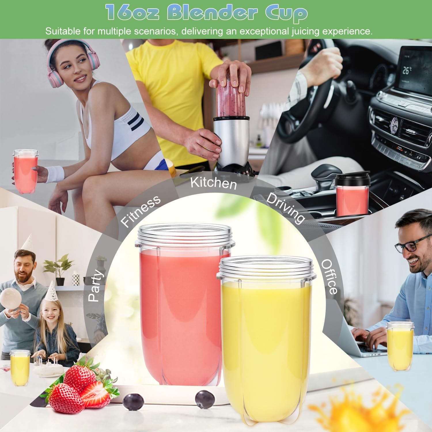 2 PCS Replacement Cups For Magic Bullet Replacement Parts 16OZ Blender Cups Jar compatible with 250W Magic Bullet MB1001 Series Juicer Mixer - Image 6