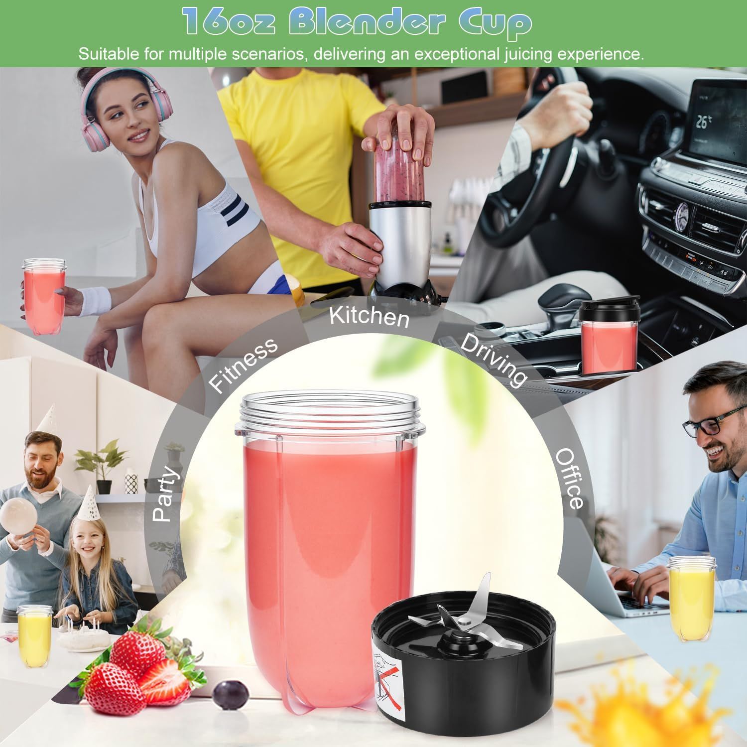 Replacement Cross Blade + 16oz Cup Set for Magic Bullet, Replacement Parts compatible with 250 W Magic Bullet MB1001 Blender - Image 7