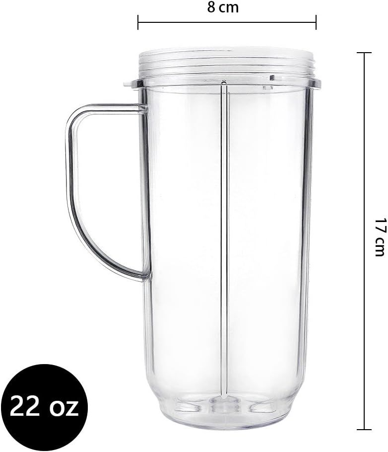 QT Tall 22oz Replacement Part Cup Mug with handle compatible with 250w Magic Bullet On-The-Go Mug - Image 3