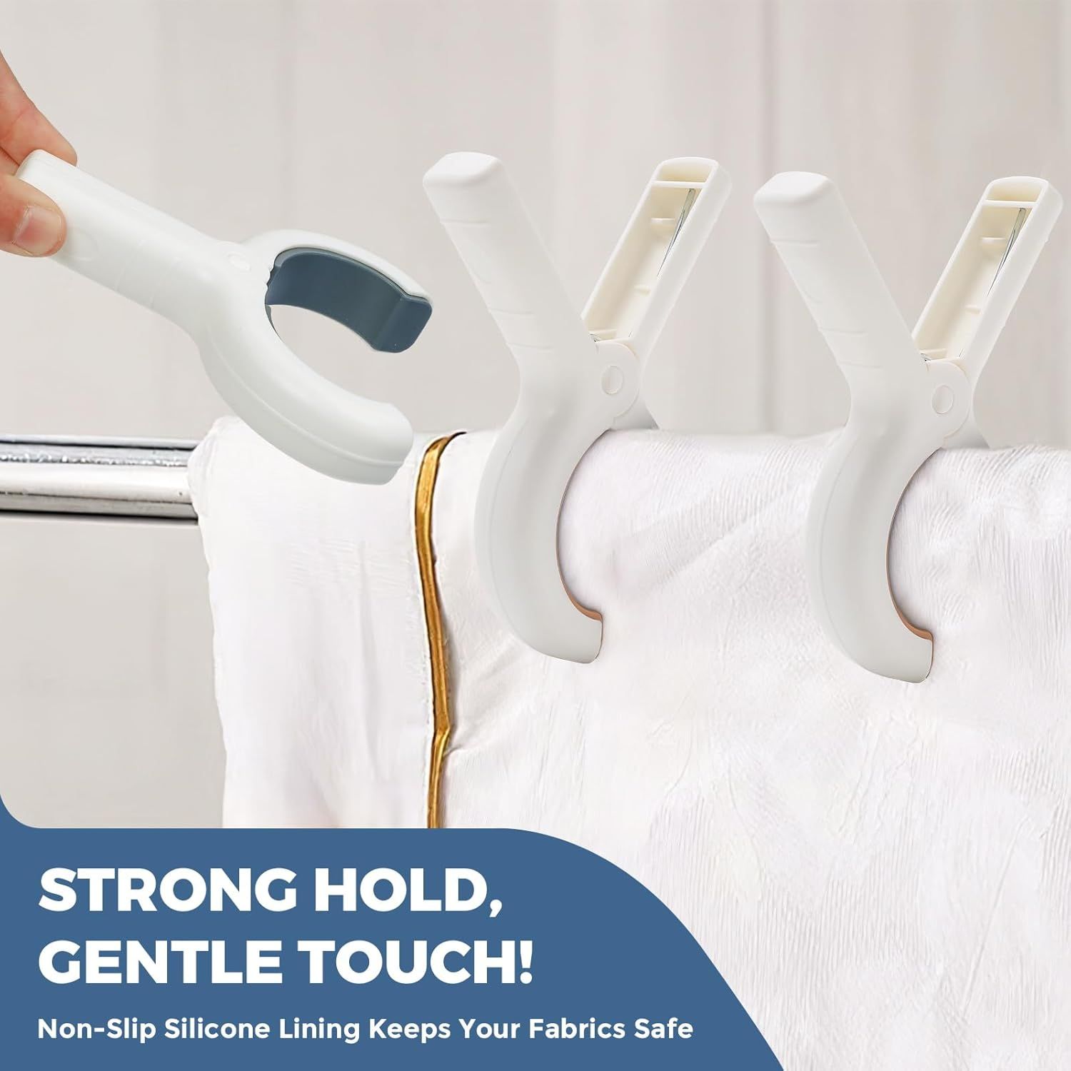 Extra Large Beach Towel Clips 8 Pack - 5.1 Inch Towel Clips for Beach Chairs Cruise Pool Essentials Must Haves, Heavy Duty Towel Holder for Clothes Boat, 2 Colors Khaki and Blue - Image 5