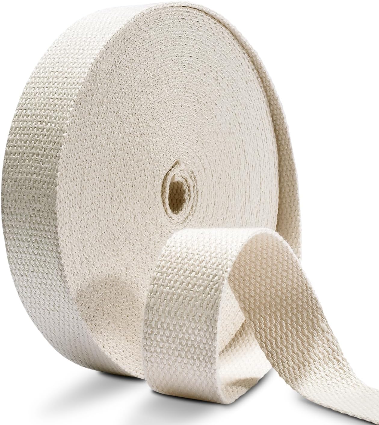 Cotton Webbing 1 Inch 12 Yards Natural Cotton Webbing Straps for Bags Handles, 1 Inch Weave Webbing for Cloth Tote Bag Straps Making,Cloth Belt, DIY Crafts Decoration (Natural 12Yards) - Image 1