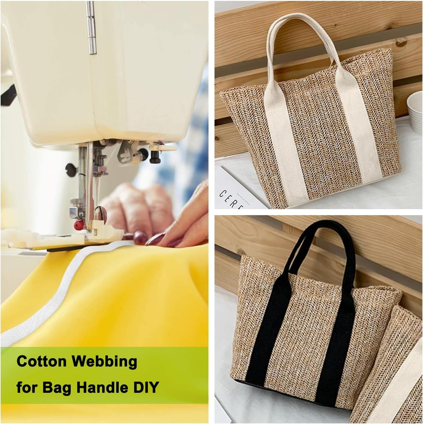 Cotton Webbing 1 Inch 12 Yards Natural Cotton Webbing Straps for Bags Handles, 1 Inch Weave Webbing for Cloth Tote Bag Straps Making,Cloth Belt, DIY Crafts Decoration (Natural 12Yards) - Image 4
