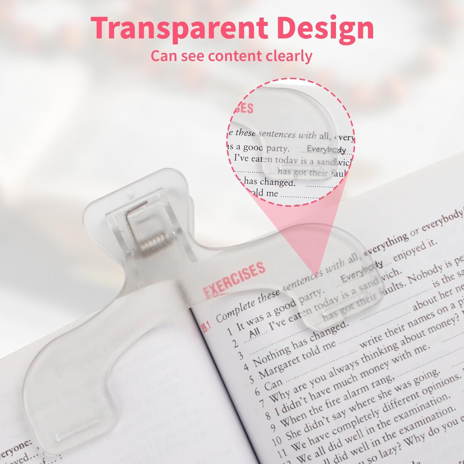 3PCS Clear Transparent Book Clip, Book Page Holder Clips for Books Office, Book Page Holder Bookmark for Home School Supplies, Multifunctional Practical Book Clips - Image 4