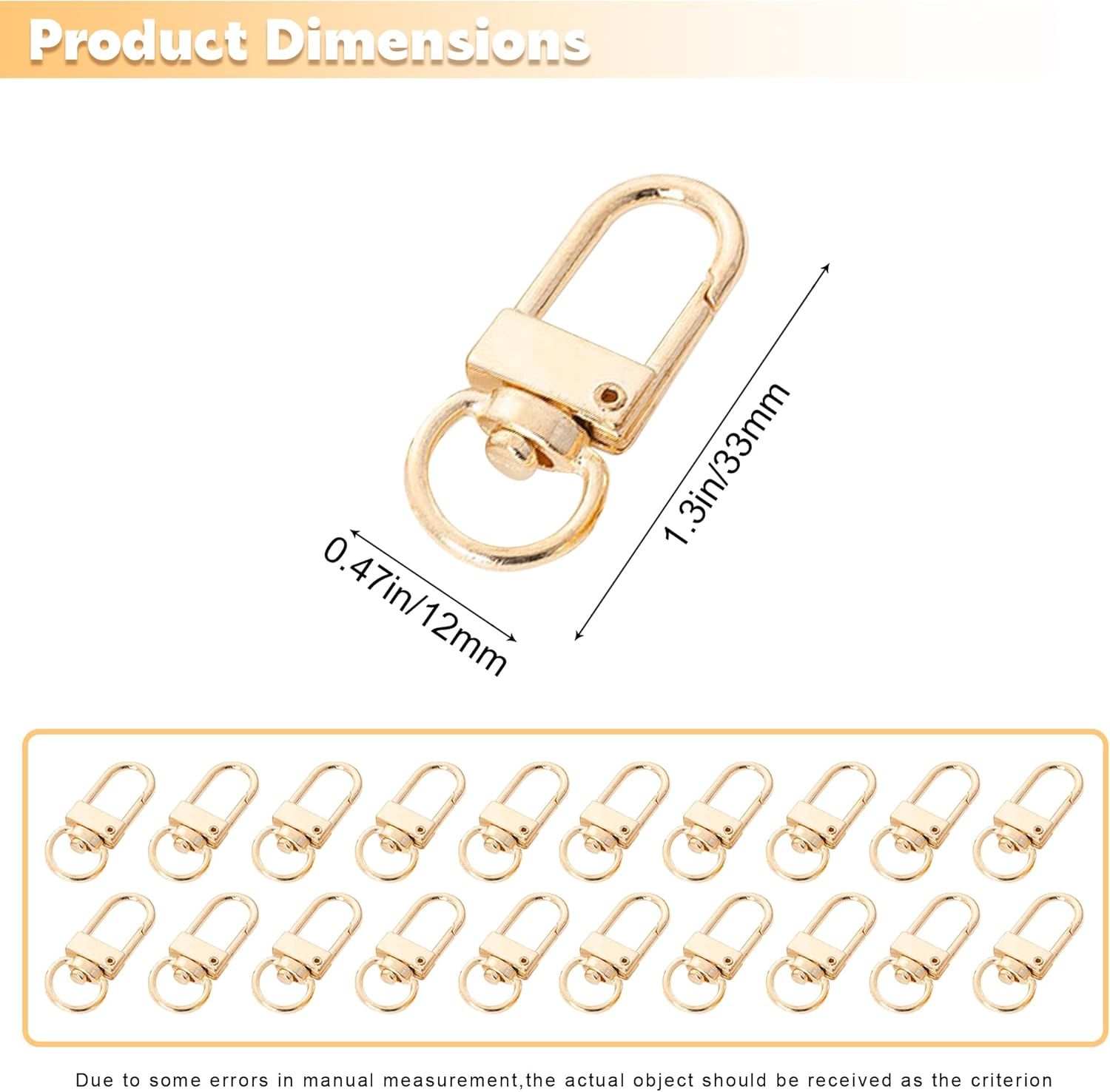 20 Pack Gold Metal Lobster Claw Clasps, 360° Swivel Lanyard Snap Hooks Lobster Clasp for Keychains, Key Chain Hooks for Jewelry Making Purse Bags DIY Crafts Pet Collar - Image 2