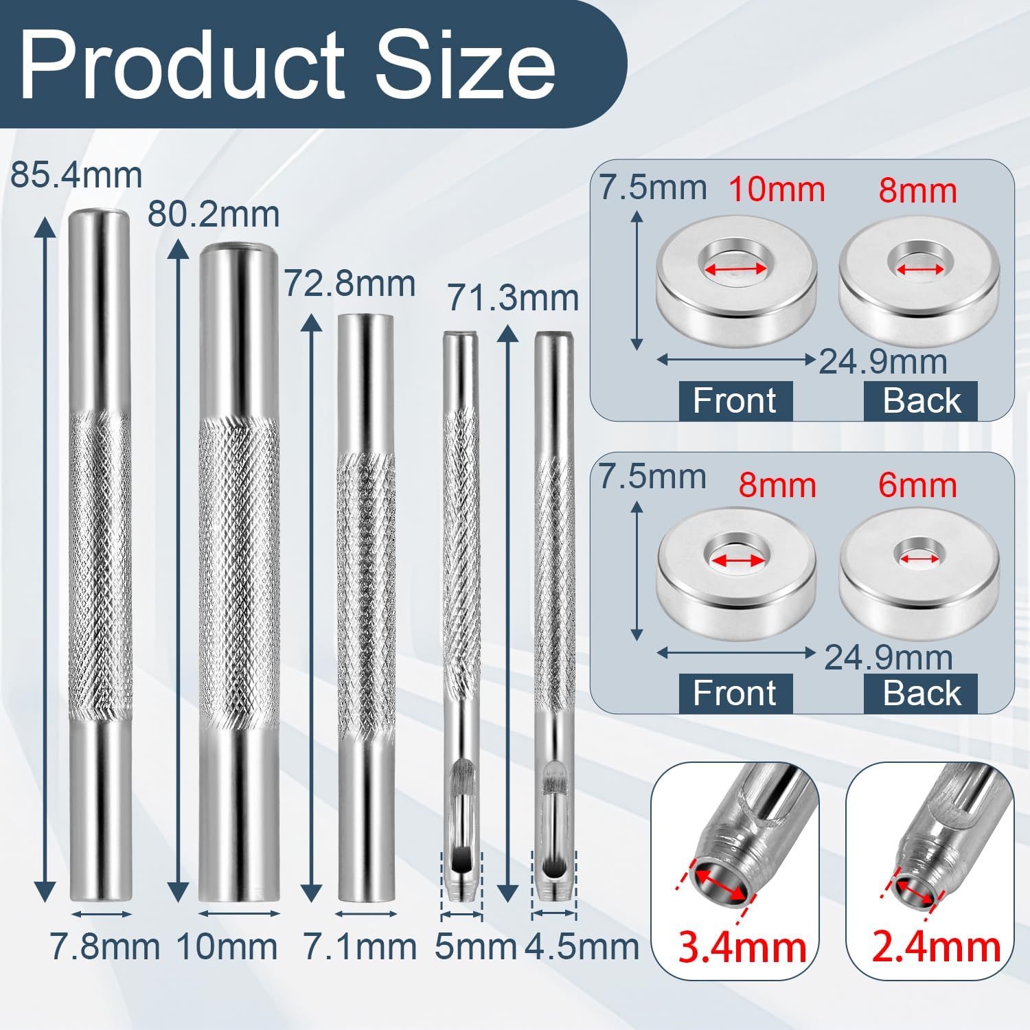200Sets 6mm Leather Rivets + 7pcs Rivets Setting Tools for Install Leather Bag Belt Shoe Boot Hats Pet Collar Keychain Clothing - Image 3