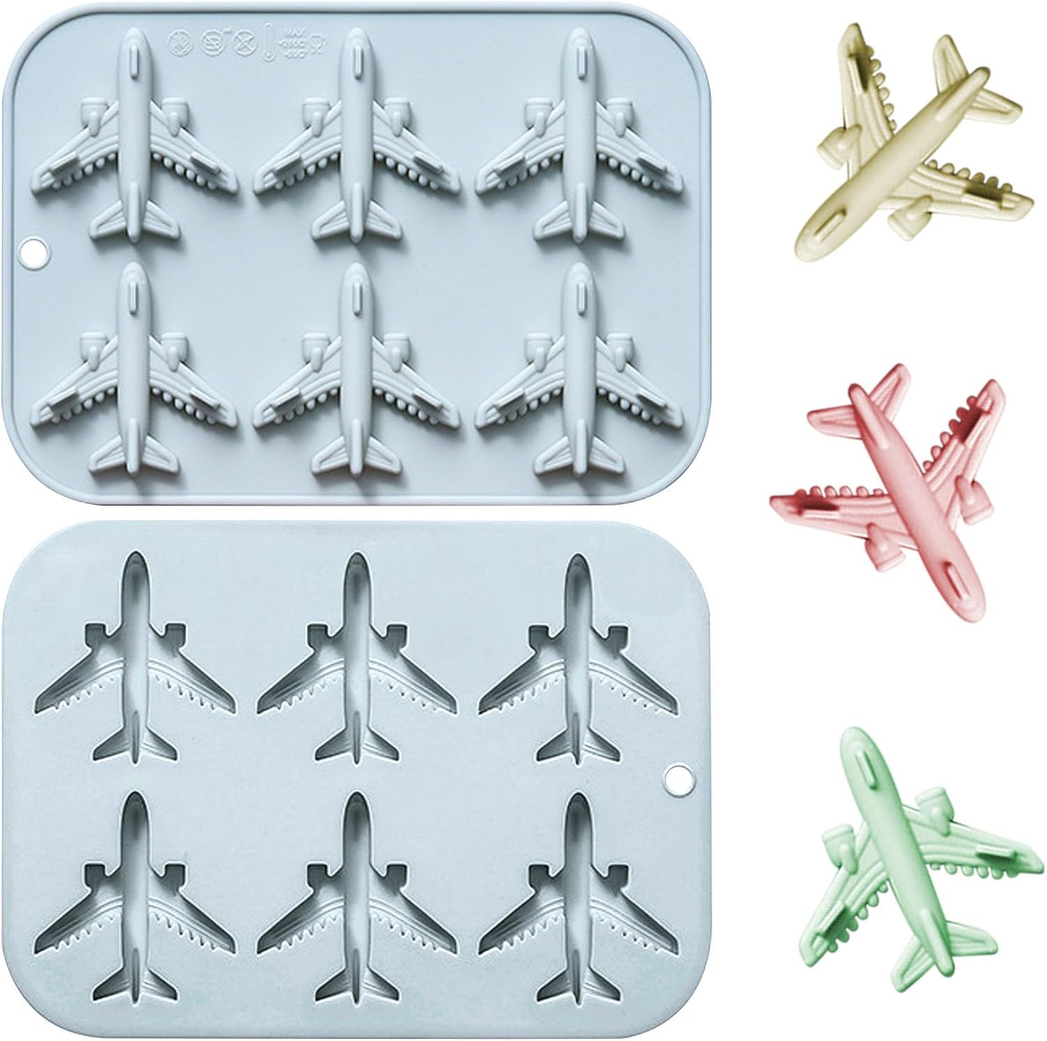 Airplane Fondant Silicone Mold, 3D Airplane Ice Cube Tray, Aircraft Silicone Chocolate Candy Mold, Airplane Shape Baking Mould for Mousse, Jellies, Cookies, Marzipan, Cake Decorating - Image 1