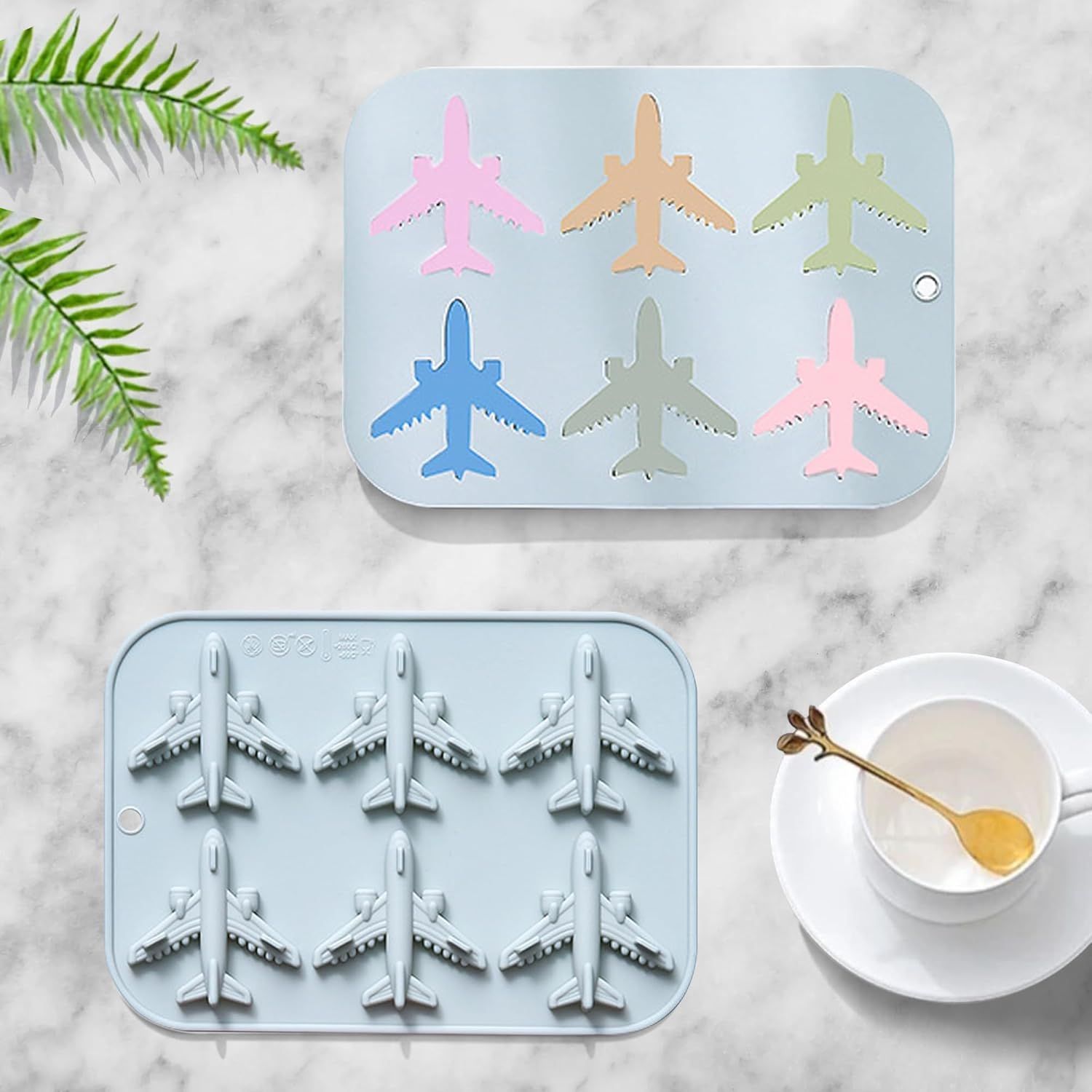 Airplane Fondant Silicone Mold, 3D Airplane Ice Cube Tray, Aircraft Silicone Chocolate Candy Mold, Airplane Shape Baking Mould for Mousse, Jellies, Cookies, Marzipan, Cake Decorating - Image 2