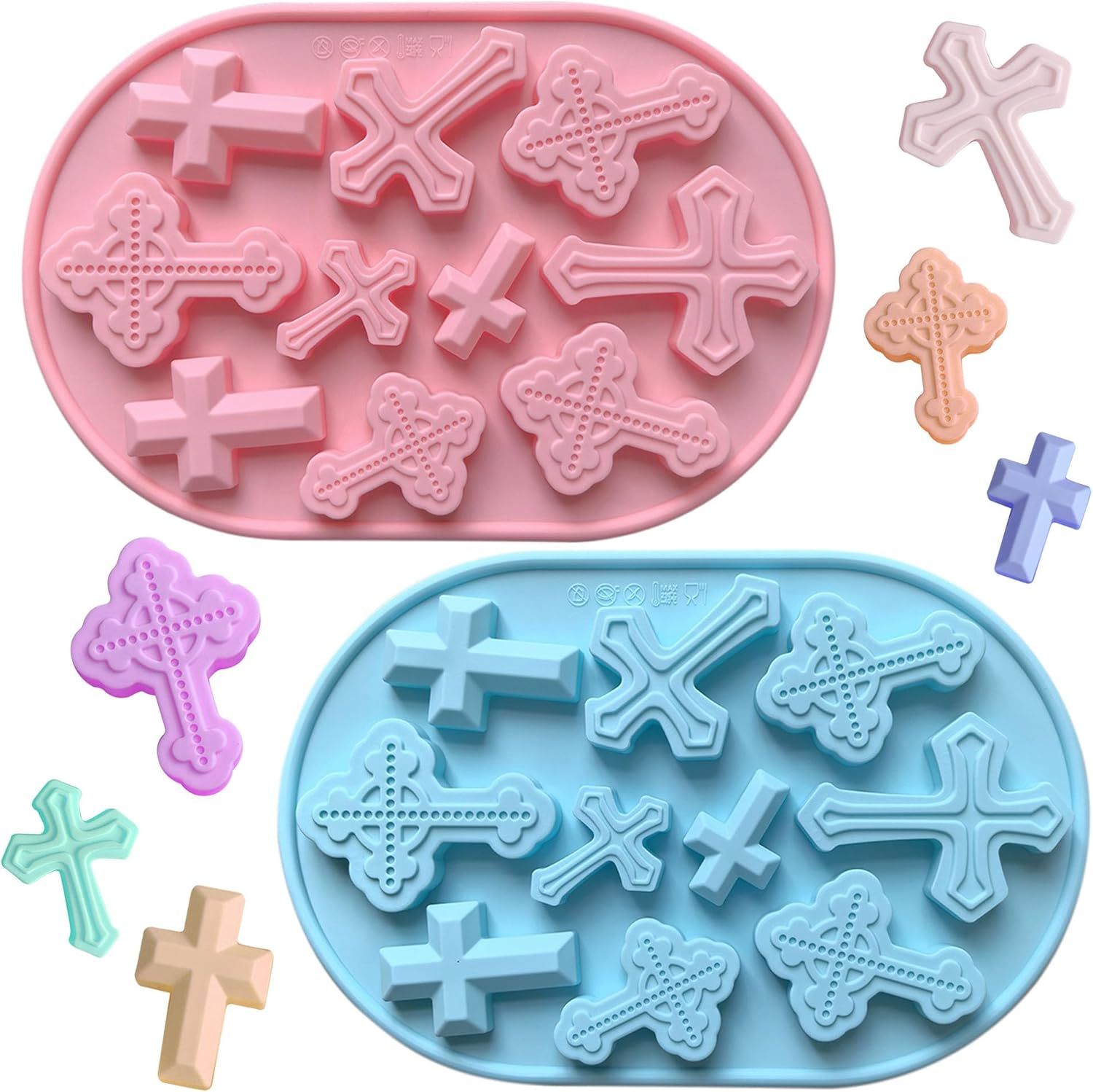 Silicone Cross Molds for Chocolate, 2-Pack Silicone Cross Candy Molds, Food-Grade Cross Cake Mold, Non-Stick Cross Baking Molds for DIY Easter, Baptism, and Celebrations - Image 1