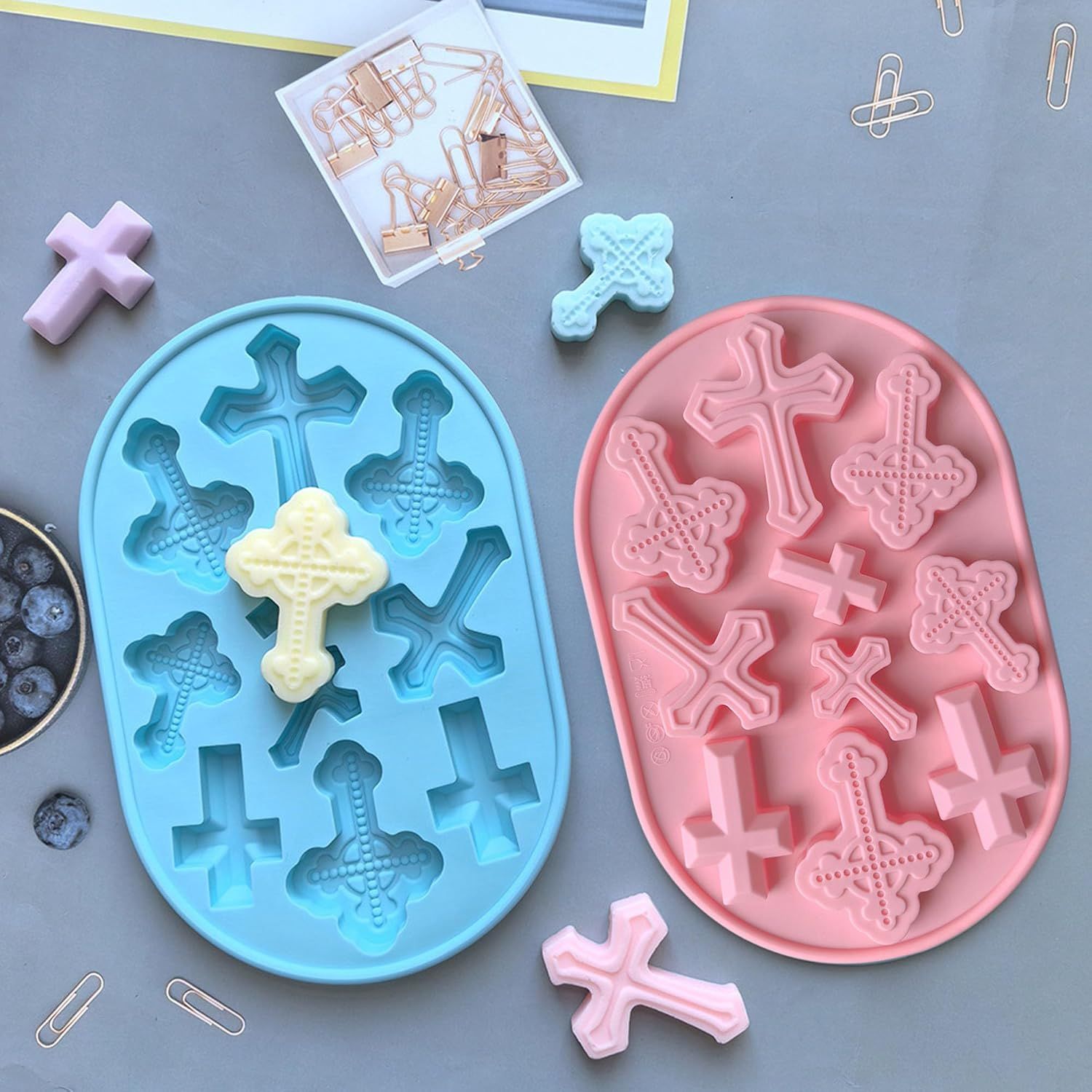 Silicone Cross Molds for Chocolate, 2-Pack Silicone Cross Candy Molds, Food-Grade Cross Cake Mold, Non-Stick Cross Baking Molds for DIY Easter, Baptism, and Celebrations - Image 2