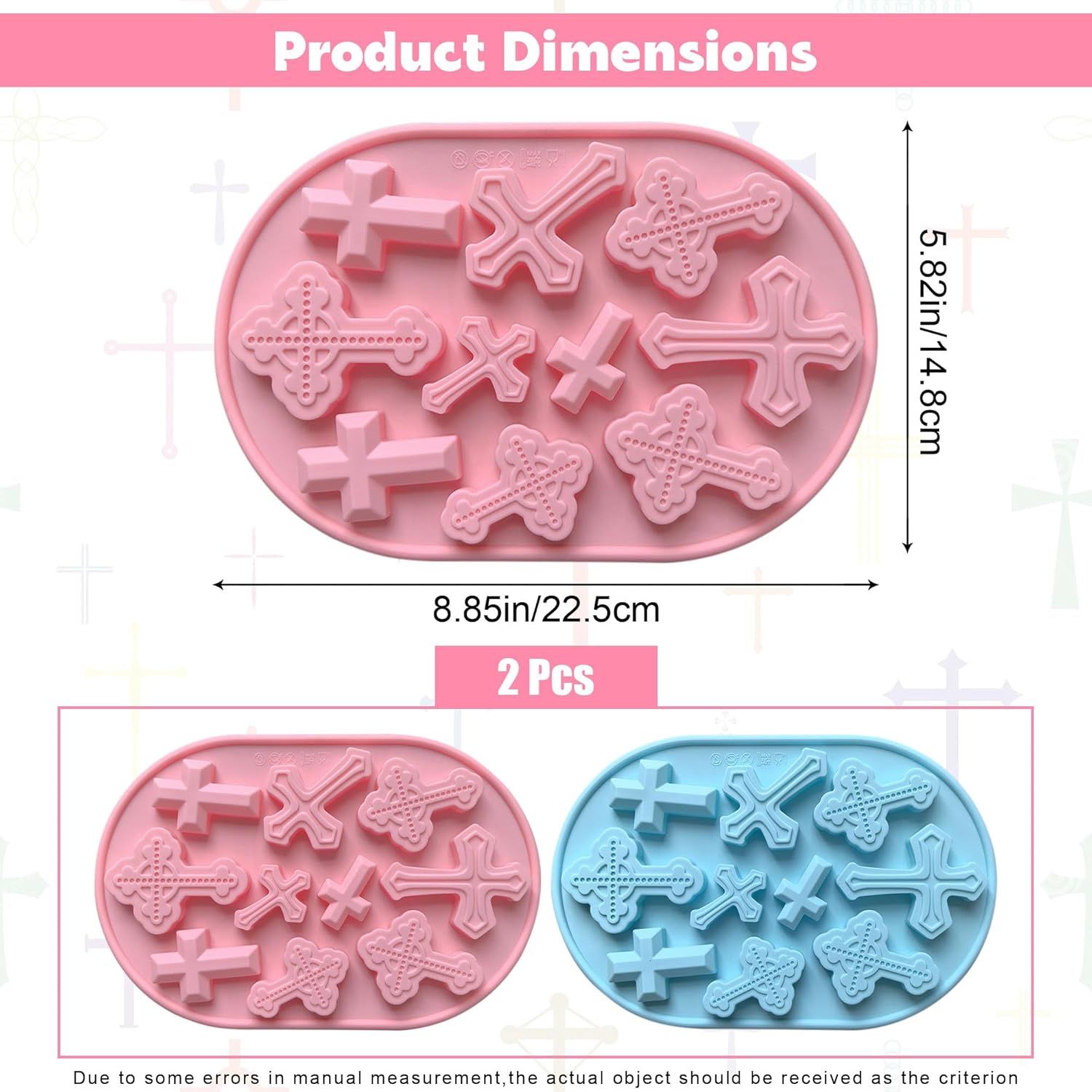 Silicone Cross Molds for Chocolate, 2-Pack Silicone Cross Candy Molds, Food-Grade Cross Cake Mold, Non-Stick Cross Baking Molds for DIY Easter, Baptism, and Celebrations - Image 3