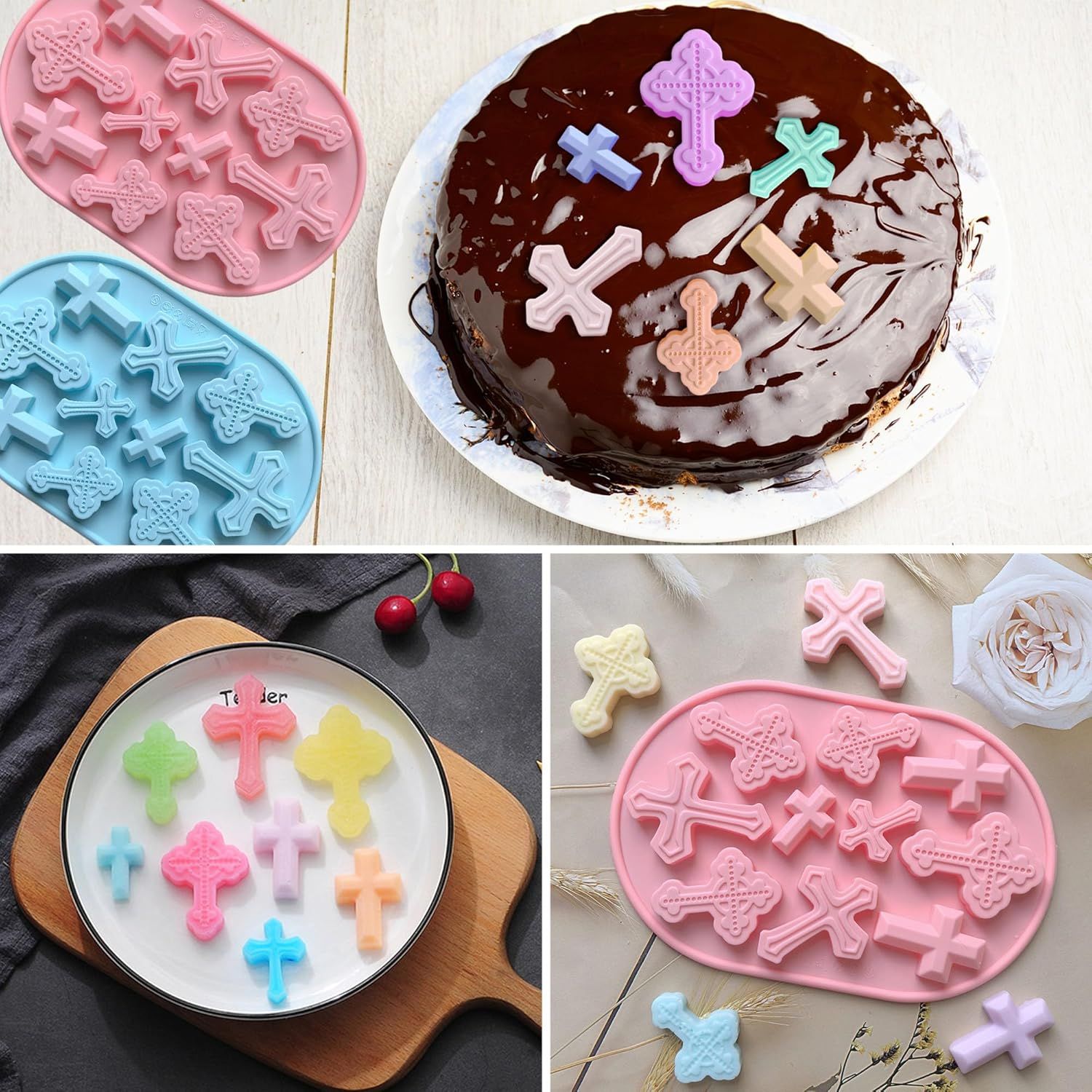 Silicone Cross Molds for Chocolate, 2-Pack Silicone Cross Candy Molds, Food-Grade Cross Cake Mold, Non-Stick Cross Baking Molds for DIY Easter, Baptism, and Celebrations - Image 7