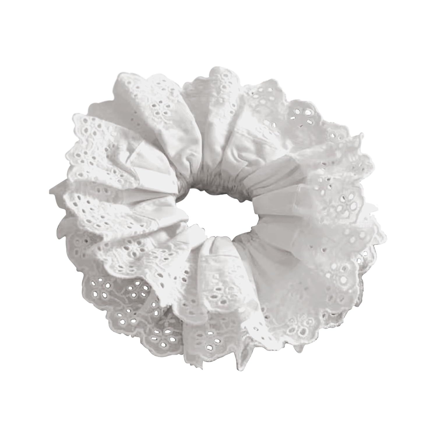 White Scrunchie, Extra Large Lace Scrunchies for Women, 7 Inch Oversized Scrunchie, Satin Big Scrunchies White Hair Ties for Women Girls Thick Thin Hair - Image 1