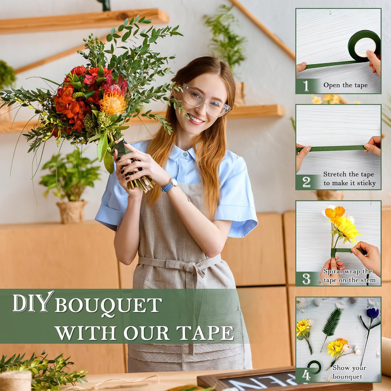 8 Rolls Floral Tape, 1/2