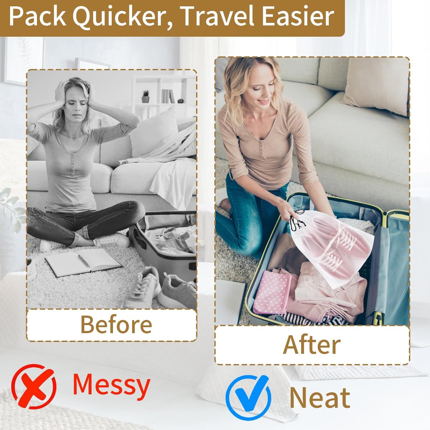 20 Pack Shoe Bags for Travel, 15.7