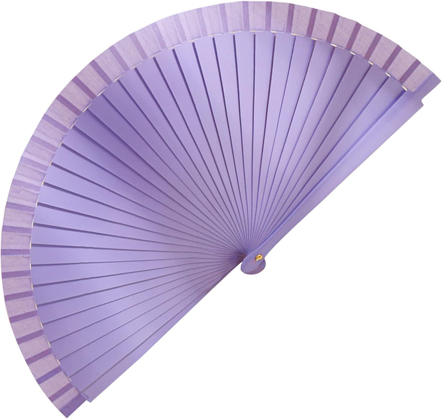 9in Silk Handheld Fan Foldable with Wooden Handle - Handheld Folding Fan for Women for Events, Parties & Festivals - Rave, Dance & Decorative Accessory (Purple) - Image 1