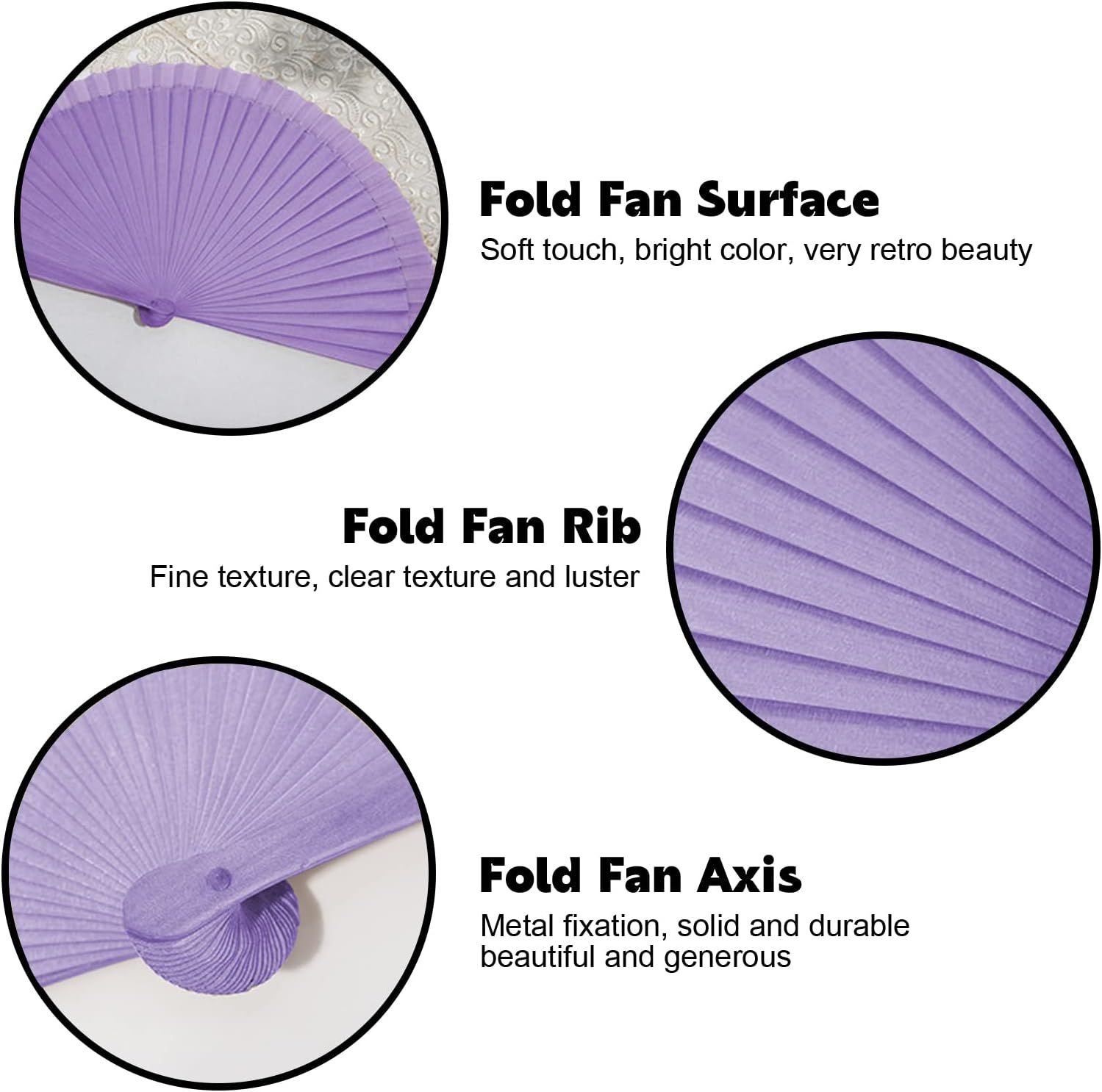 9in Silk Handheld Fan Foldable with Wooden Handle - Handheld Folding Fan for Women for Events, Parties & Festivals - Rave, Dance & Decorative Accessory (Purple) - Image 4