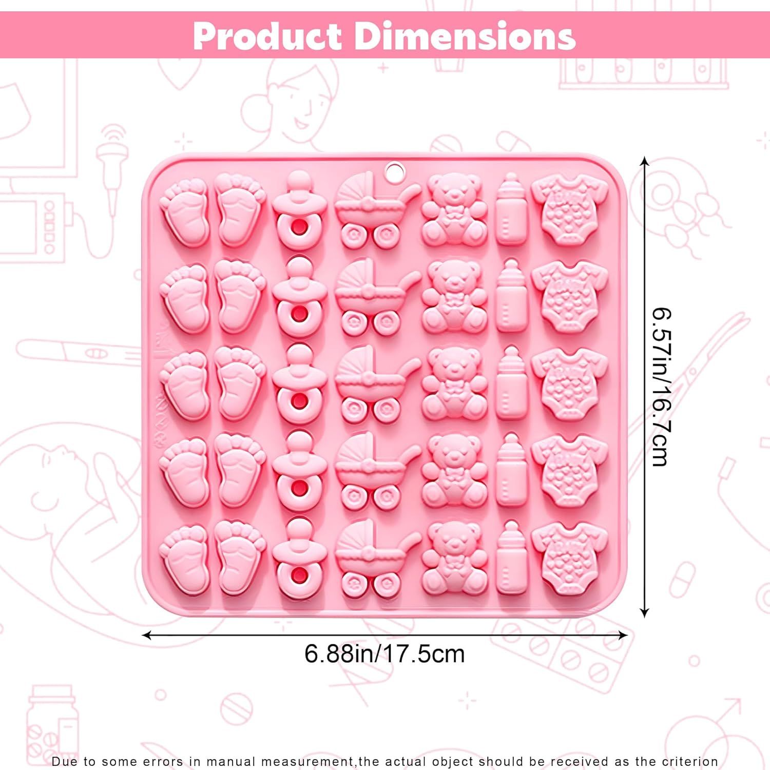 Cute Baby Silicone Fondant Cake Mold, Baby Feet Molds Baby Onesie Baby Bottle Pacifier Mold, Silicone Chocolate Candy Mold Baking Mould for Baby Shower Cake Decoration Gummy Sugar Cupcake Topper - Image 3