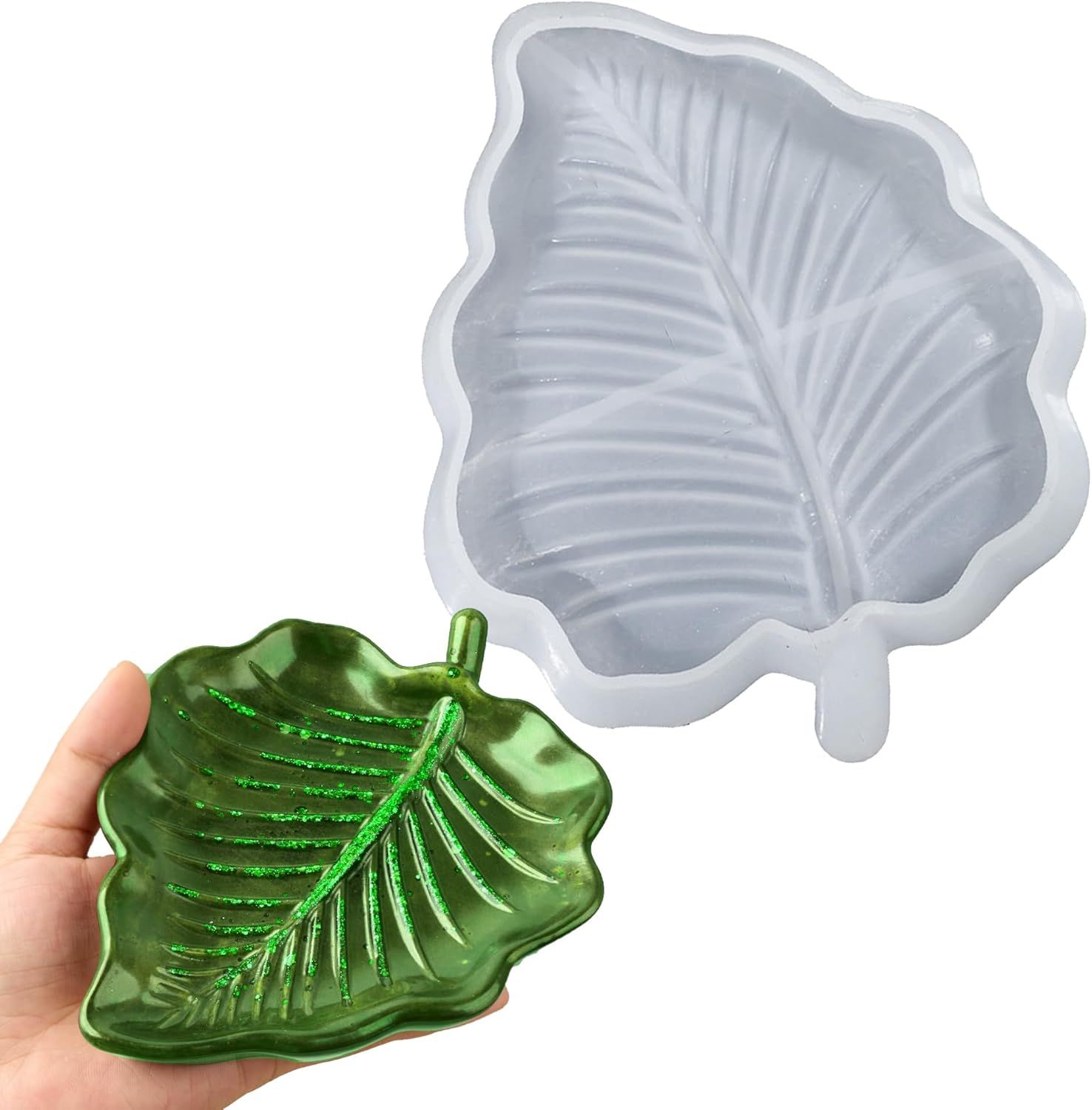 Leaf Silicone Molds for Resin, Large Tray Mold for Epoxy Resin, 3D Leaf Jewelry Plate, Concrete, Plaster, and Clay Casting Molds for Art, Storage Container, Trinket Dish, Home Decor - Image 1