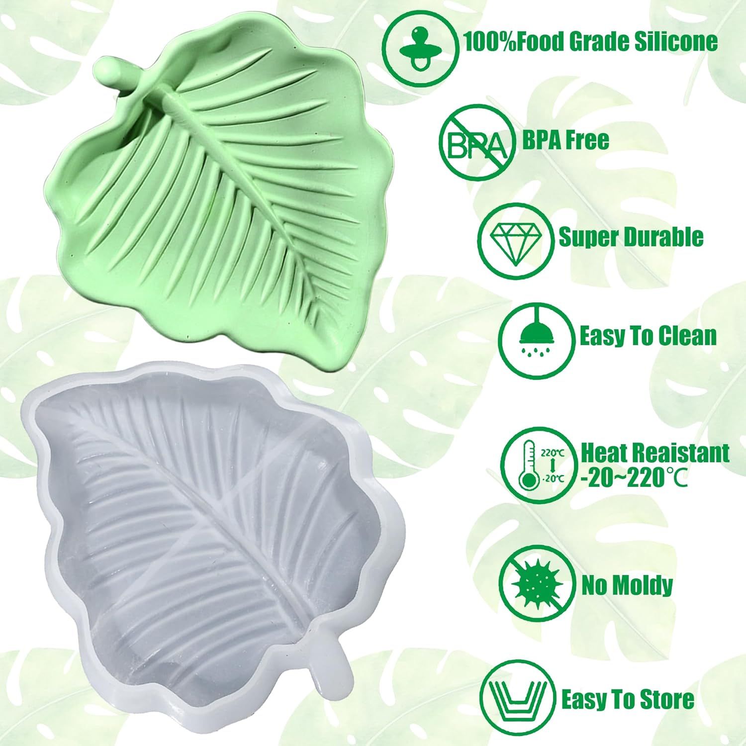 Leaf Silicone Molds for Resin, Large Tray Mold for Epoxy Resin, 3D Leaf Jewelry Plate, Concrete, Plaster, and Clay Casting Molds for Art, Storage Container, Trinket Dish, Home Decor - Image 4