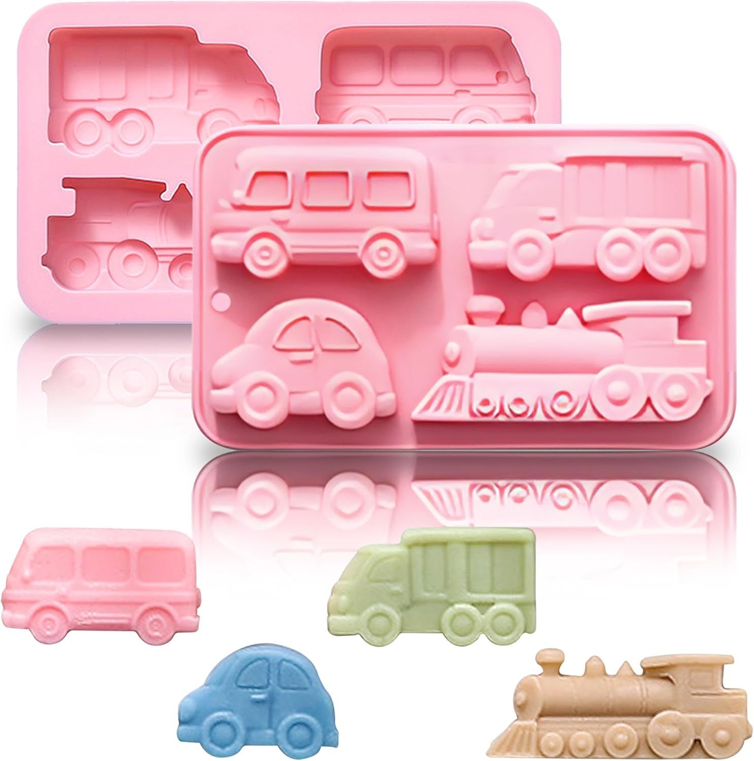 Car Silicone Soap Mold, Silicone Cake Mold, 3D Transportation Candy Mould Non-Stick Car Shape Baking Tool for Cake Cupcake Jelly Pudding Muffin Ice Cube Clay - Image 1
