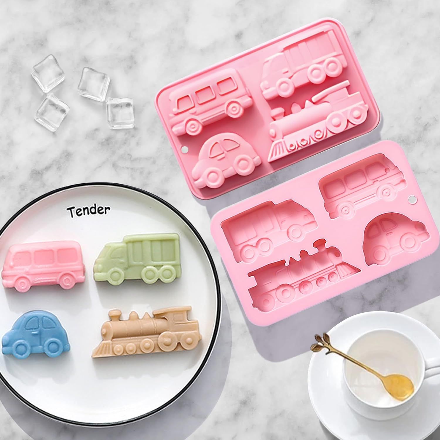 Car Silicone Soap Mold, Silicone Cake Mold, 3D Transportation Candy Mould Non-Stick Car Shape Baking Tool for Cake Cupcake Jelly Pudding Muffin Ice Cube Clay - Image 5