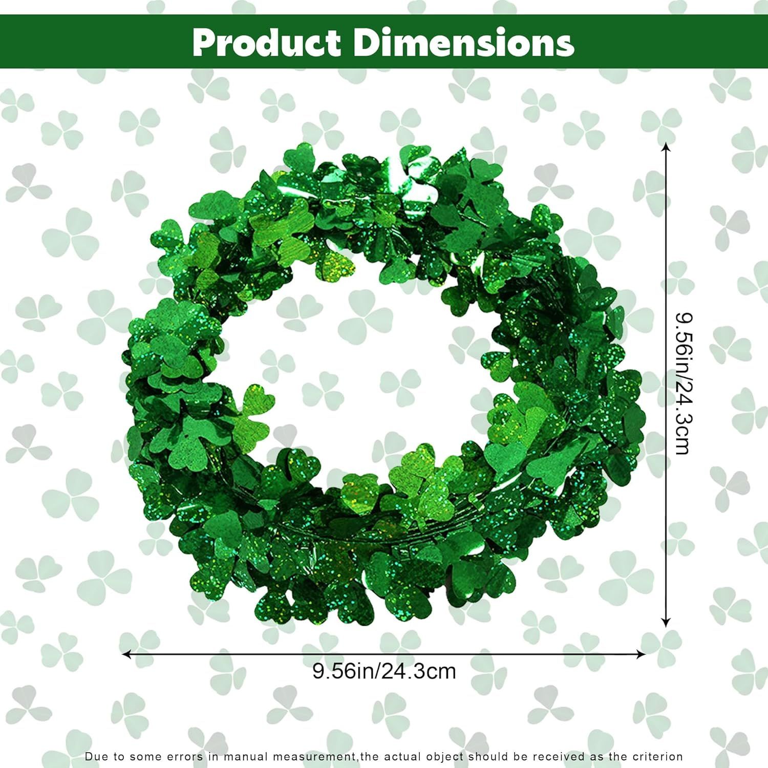 2Pcs St Patricks Day Tinsel Garland, 49.2 Ft Green Shamrock Garland Shiny Metallic Twist Garlands Hanging Glitter Clover Wreaths, St Patrick's Day Decorations for Wall Door Home Irish Party Supplies - Image 3