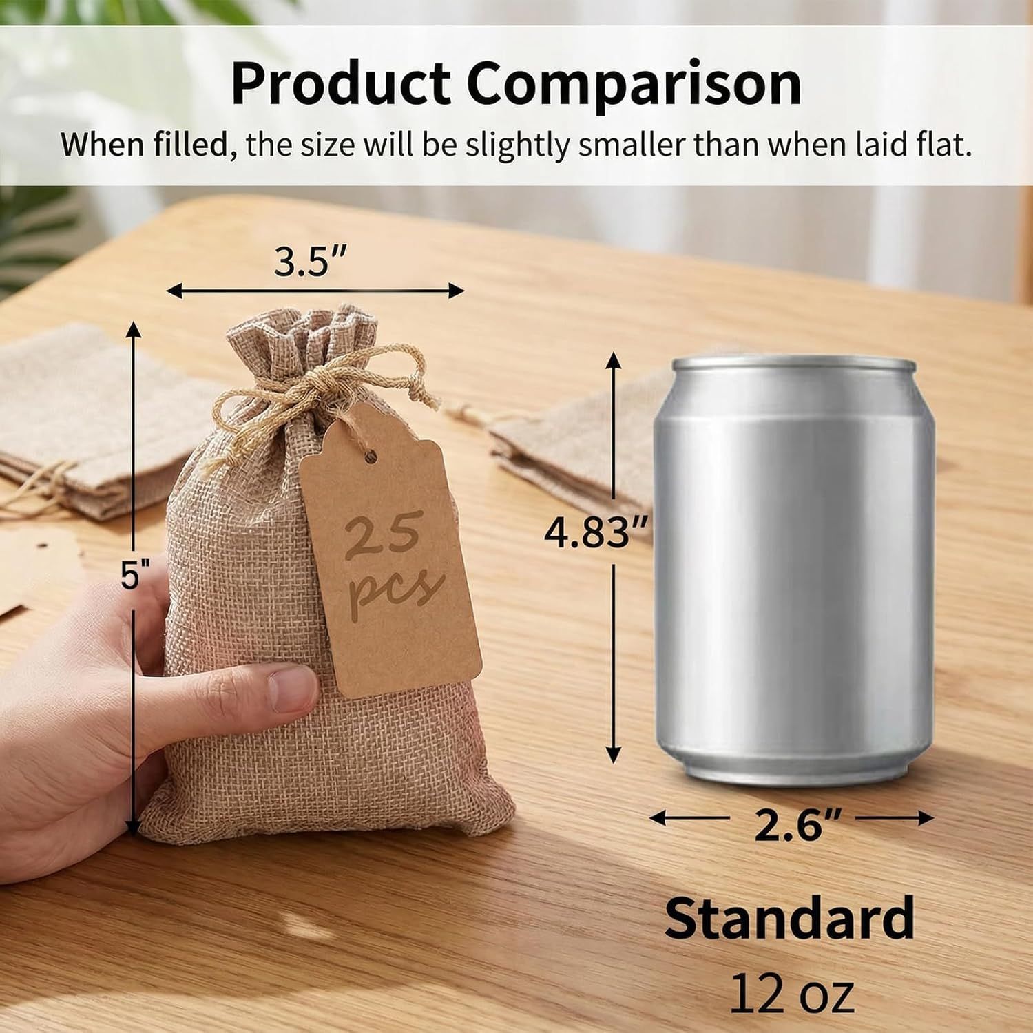 25PCS Small Burlap Gift Bags With Drawstring, 4x6 Inch Small Linen Sack Bags Jewelry Pouches for Wedding Party Favors DIY Crafts - Image 2