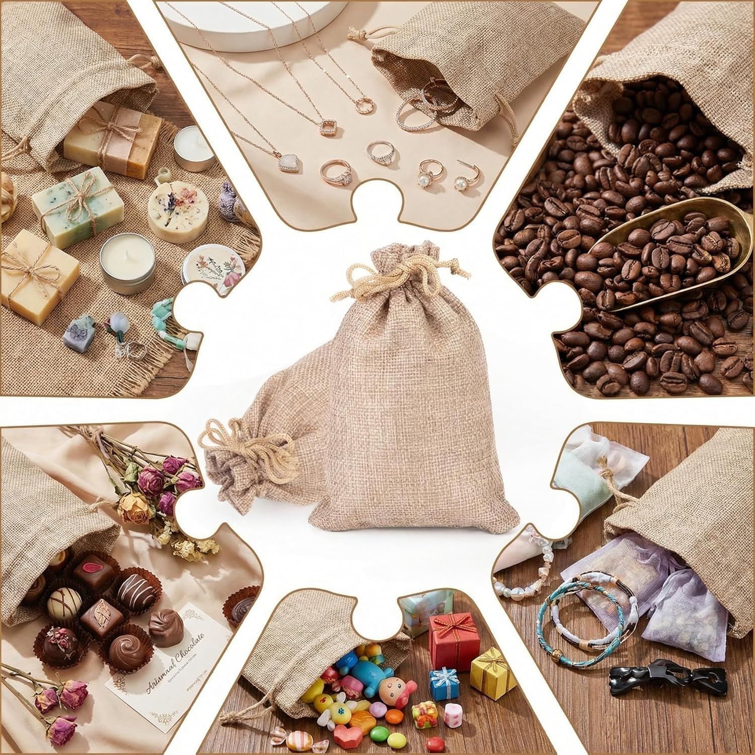 25PCS Small Burlap Gift Bags With Drawstring, 4x6 Inch Small Linen Sack Bags Jewelry Pouches for Wedding Party Favors DIY Crafts - Image 5