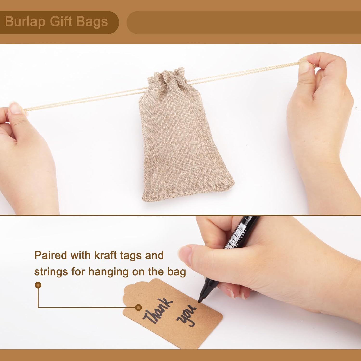 25PCS Small Burlap Gift Bags With Drawstring, 4x6 Inch Small Linen Sack Bags Jewelry Pouches for Wedding Party Favors DIY Crafts - Image 8