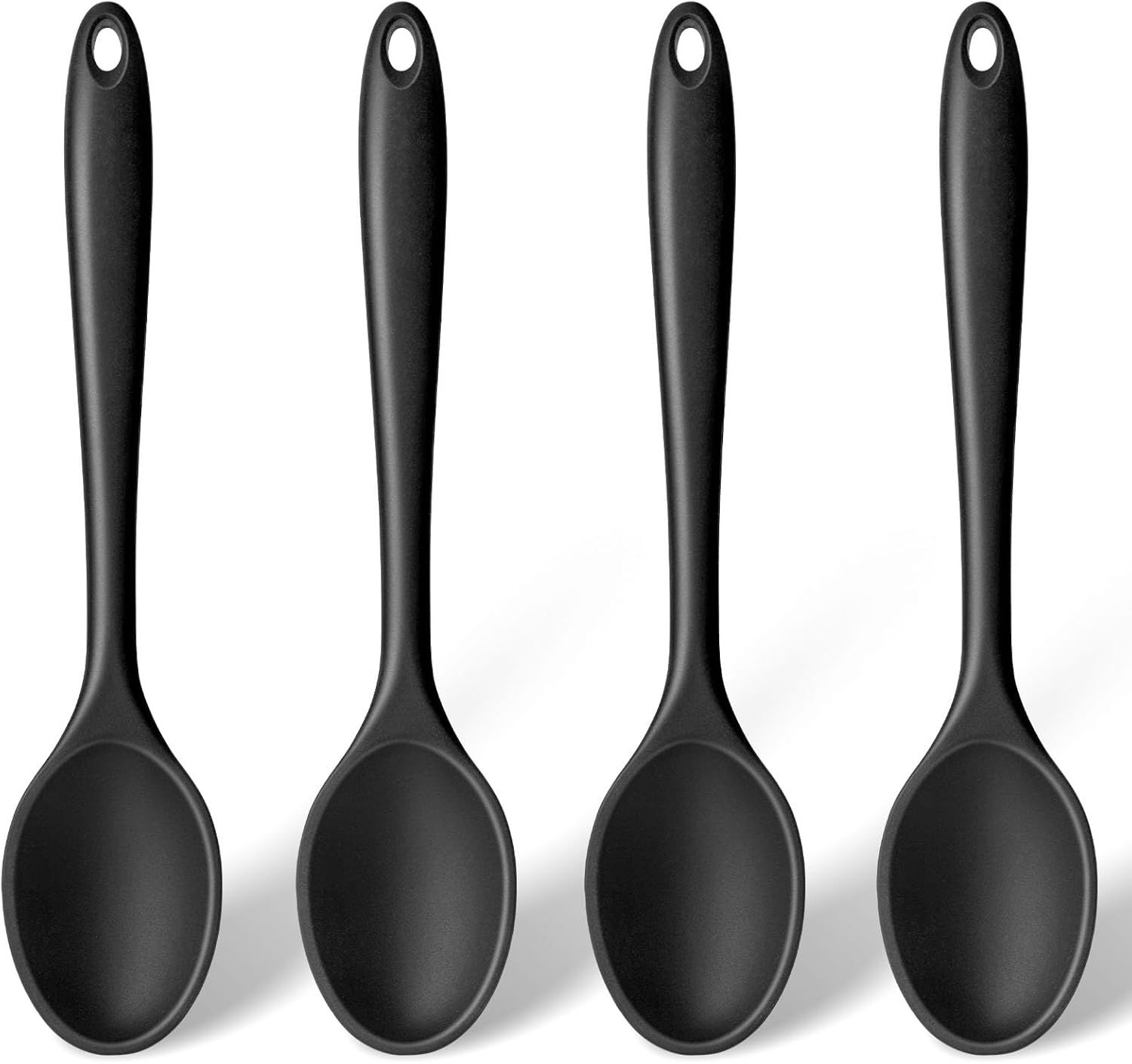 Silicone Spoons for Cooking, 4PCS 10.8 Inch Nonstick Kitchen Serving Spoons, Heat Resistant Silicone Cooking Utensils Set for Stirring, Mixing, Baking, House Warming Gifts & Stocking Stuffers - Image 1