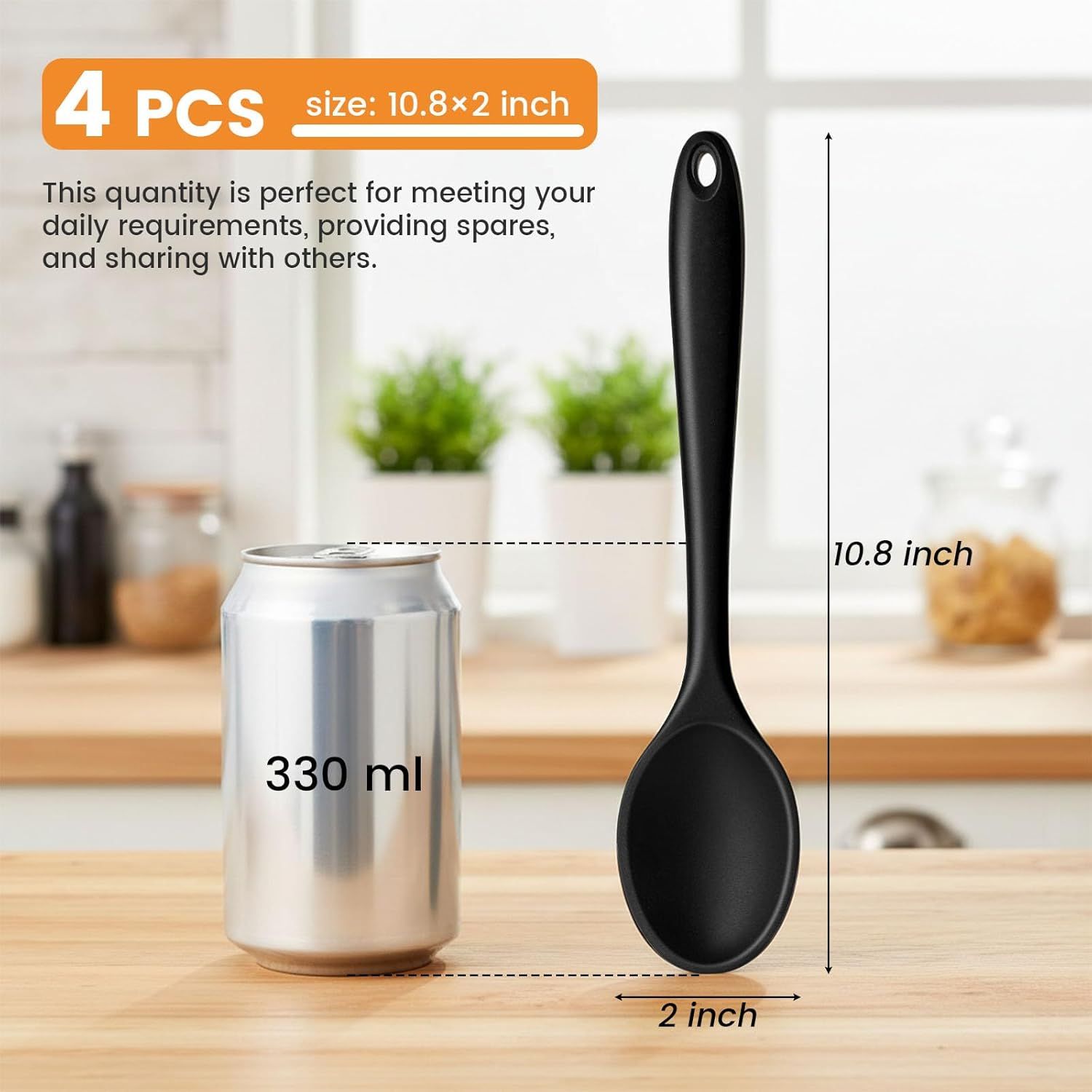 Silicone Spoons for Cooking, 4PCS 10.8 Inch Nonstick Kitchen Serving Spoons, Heat Resistant Silicone Cooking Utensils Set for Stirring, Mixing, Baking, House Warming Gifts & Stocking Stuffers - Image 3