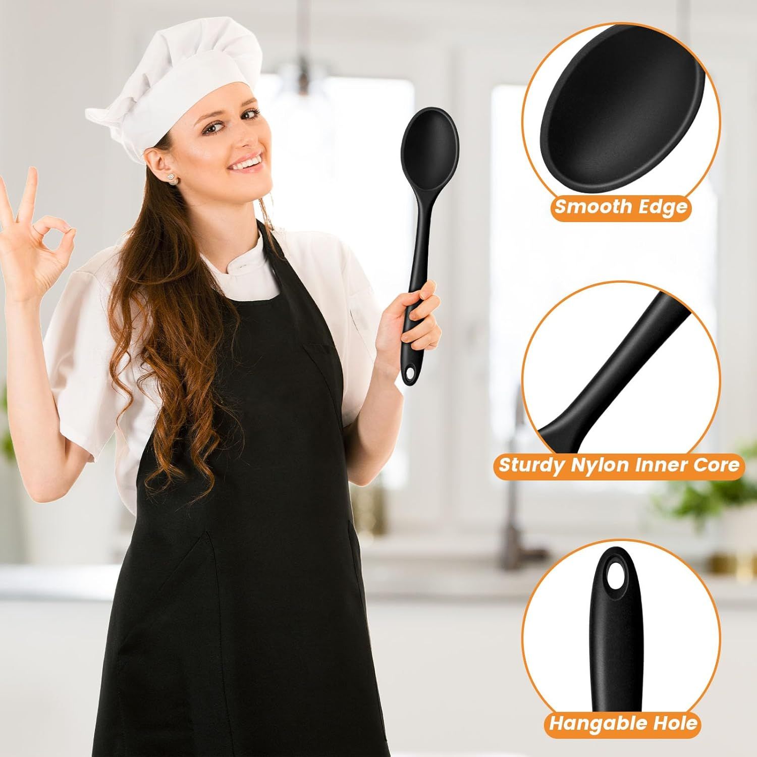 Silicone Spoons for Cooking, 4PCS 10.8 Inch Nonstick Kitchen Serving Spoons, Heat Resistant Silicone Cooking Utensils Set for Stirring, Mixing, Baking, House Warming Gifts & Stocking Stuffers - Image 6