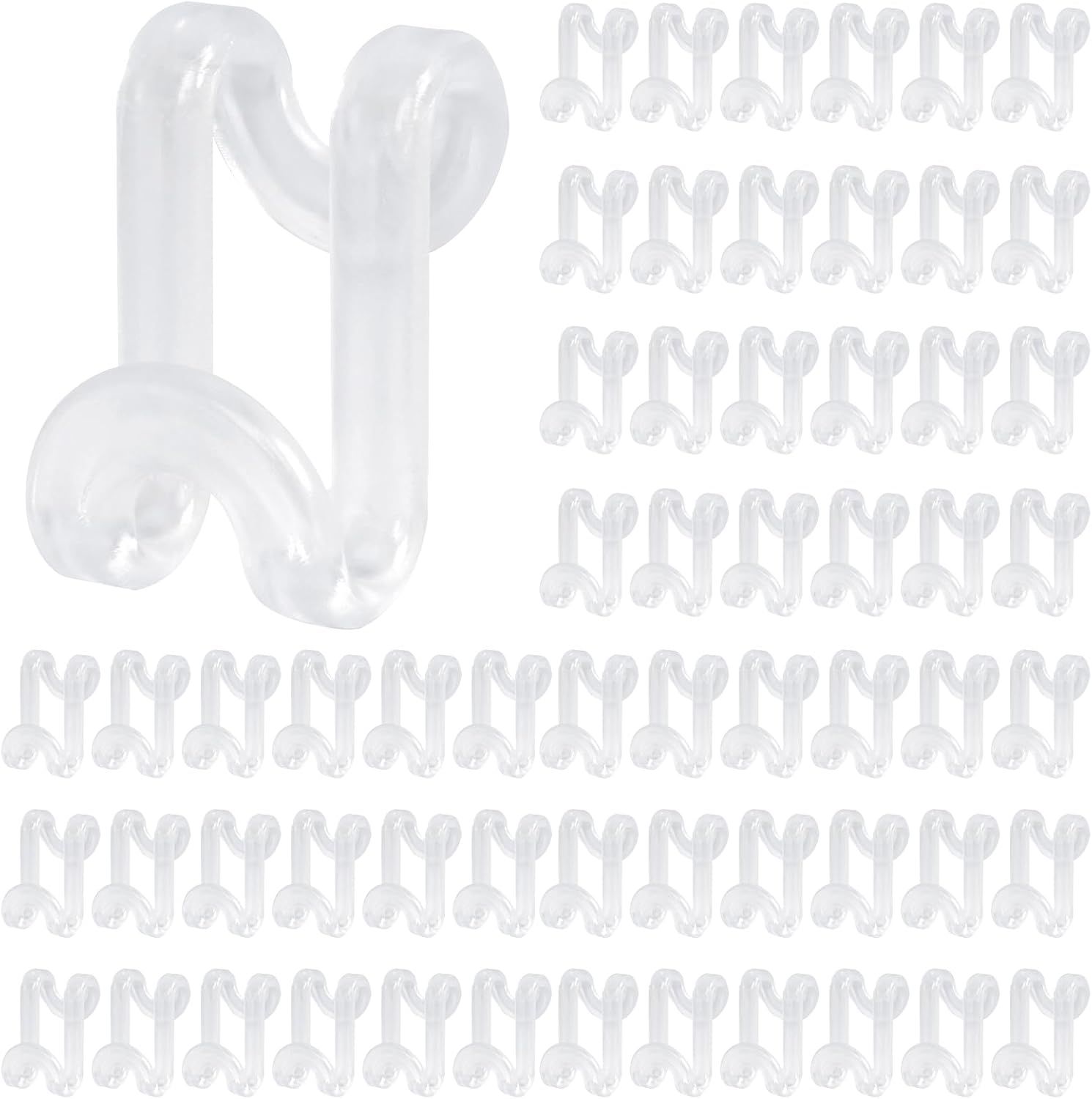 Hanger Hooks Space Saving, 60PCS Clothes Hanger Connector Hooks Closet Space Savers for Hanging Clothes, Clear - Image 1